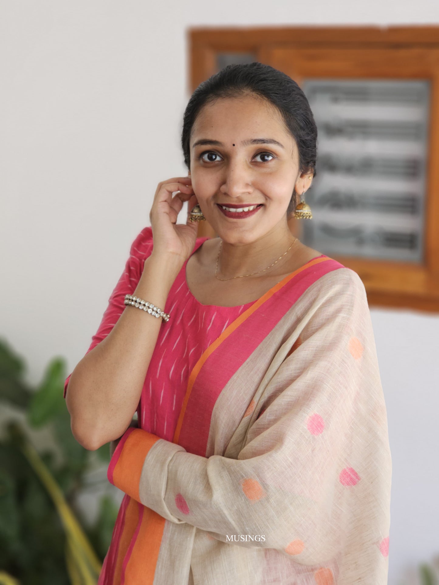 Seetha - Ikkat Kurta x Linen Dupatta