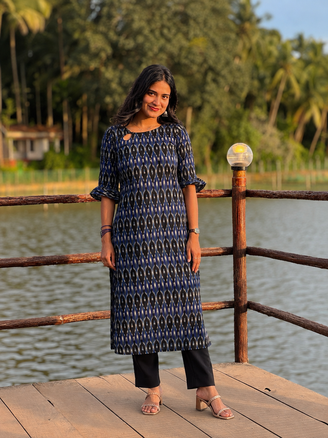 Kendra - Ikkat Straight Cut Kurta