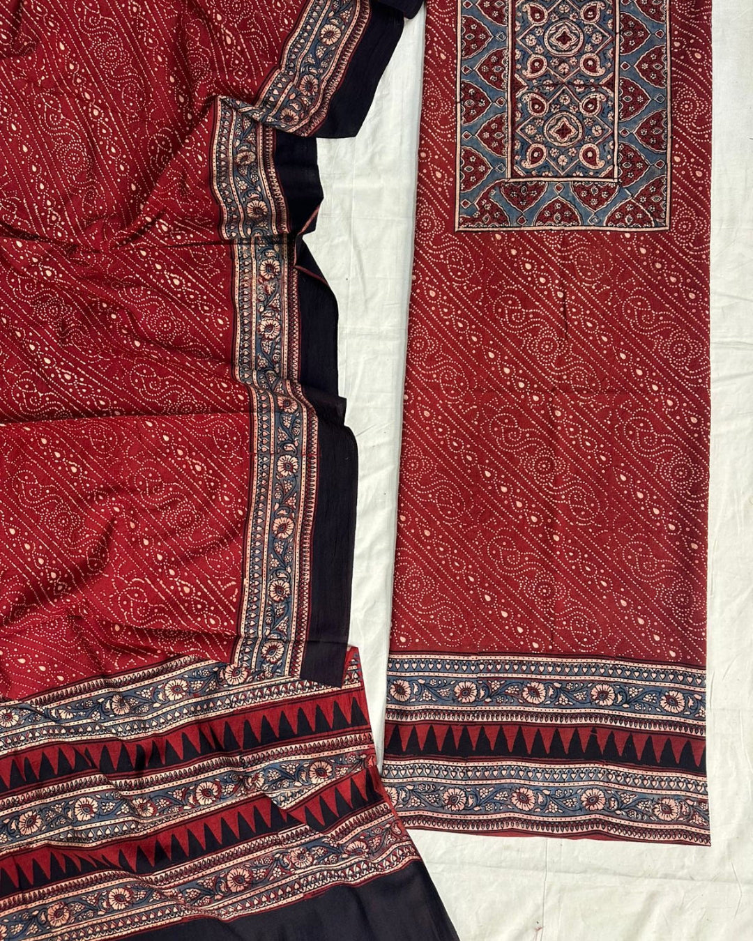 Sonam - Ajrakh Handblock Printed Kurta & Dupatta Set
