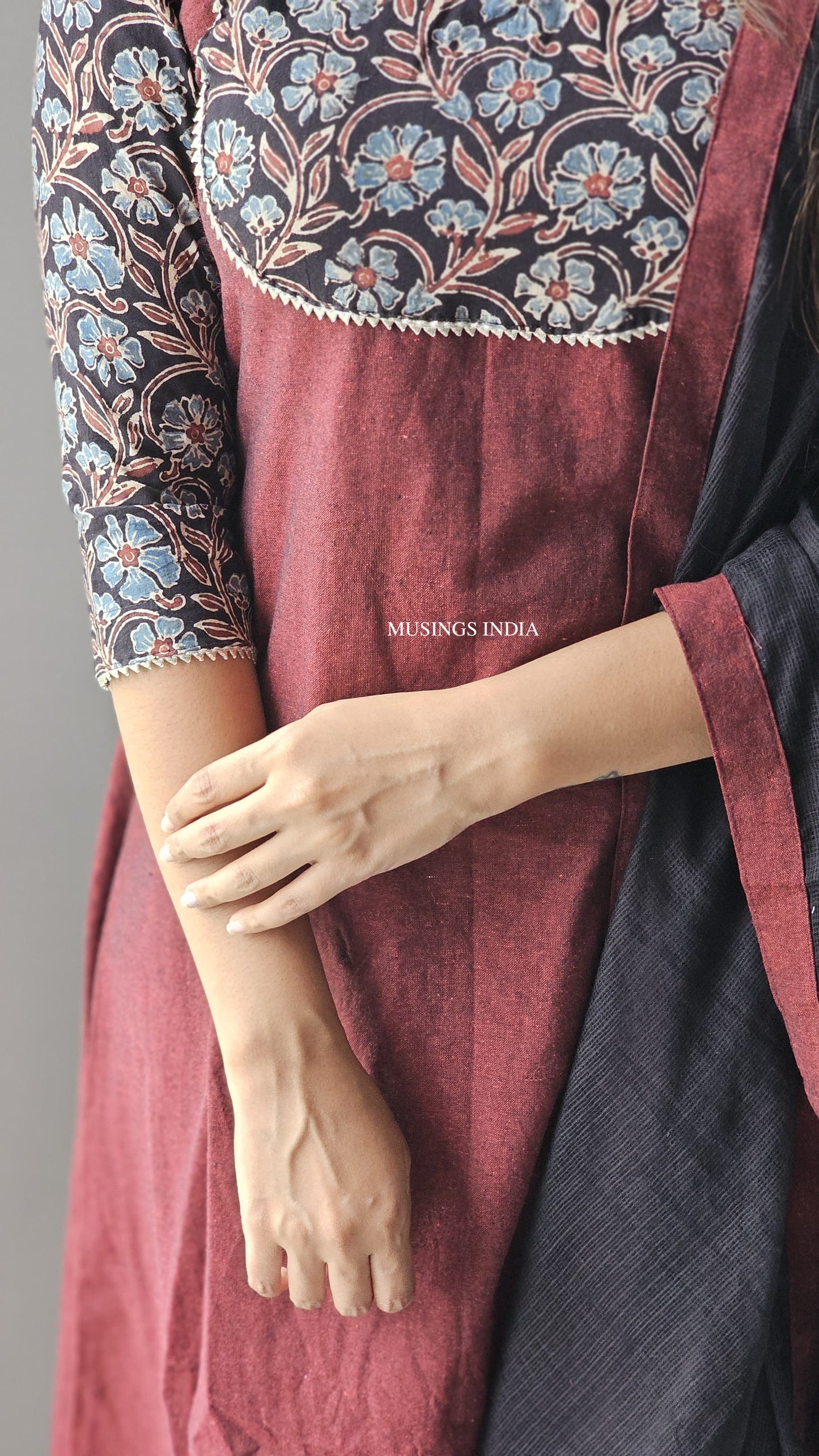 Roshni - Ajrakh x Handloom A-line Kurta Dupatta Set