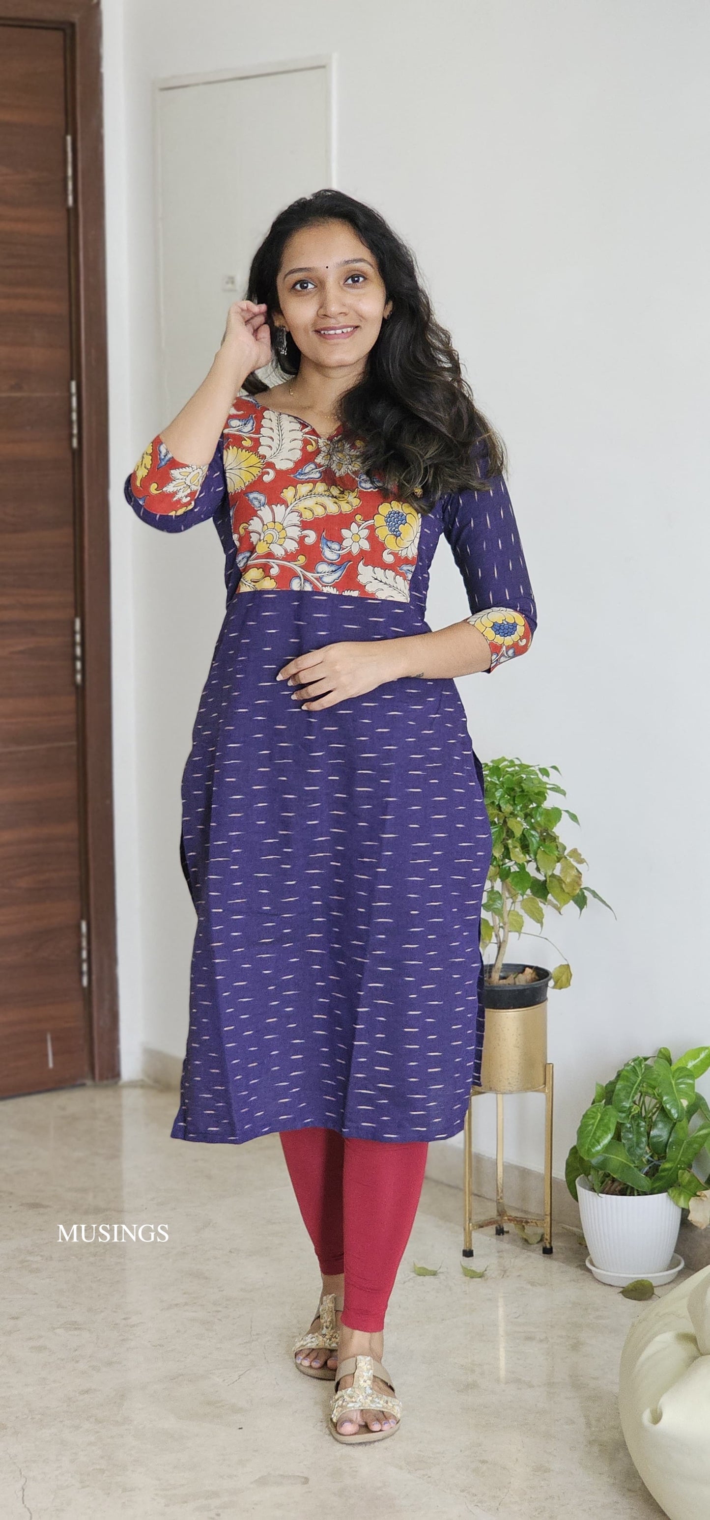 Sathya - Ikkat x Kalamkari Patchwork Kurta