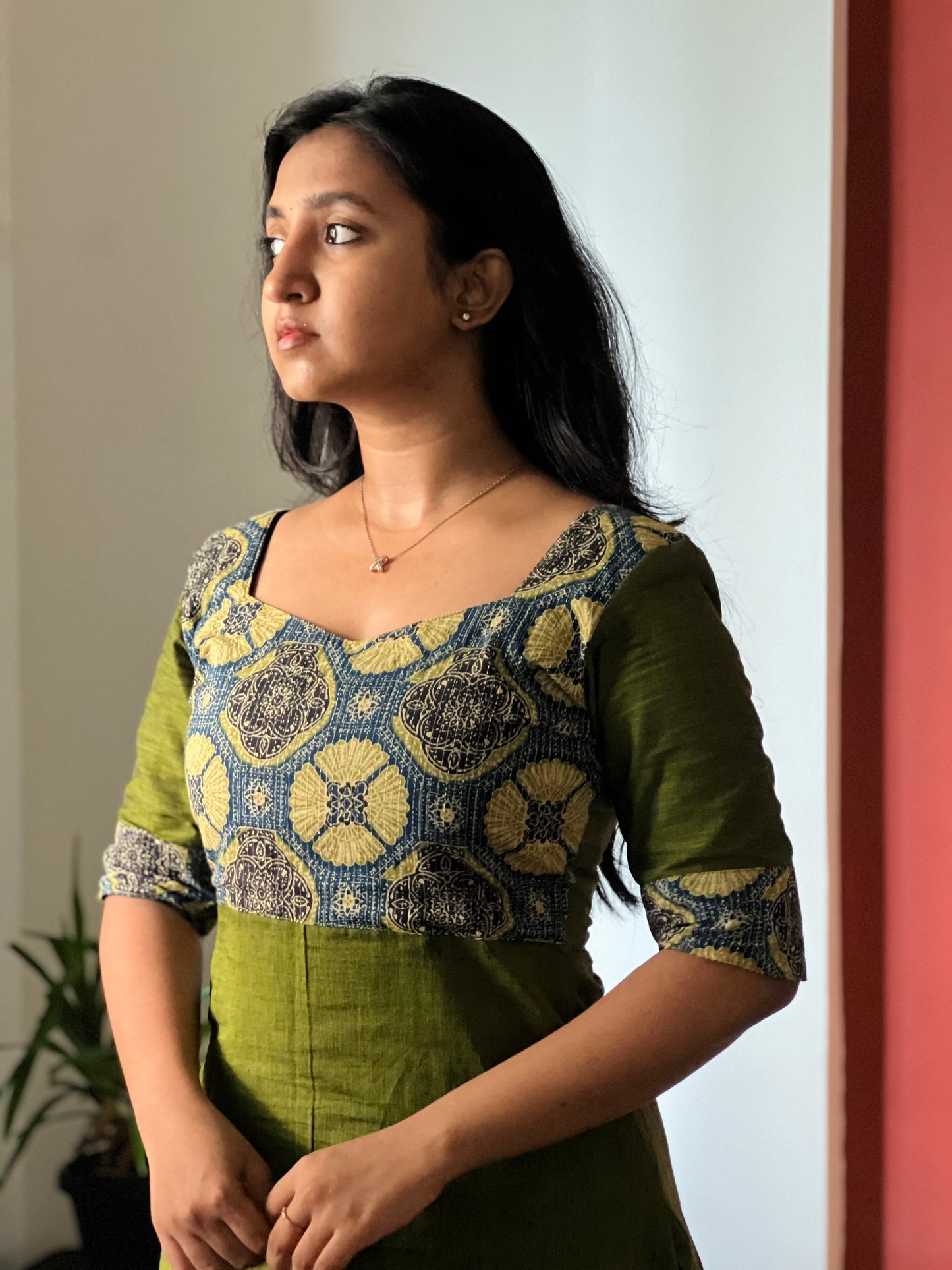 Anika - Mangalgiri x Ajrakh Kantha Fusion Kurta