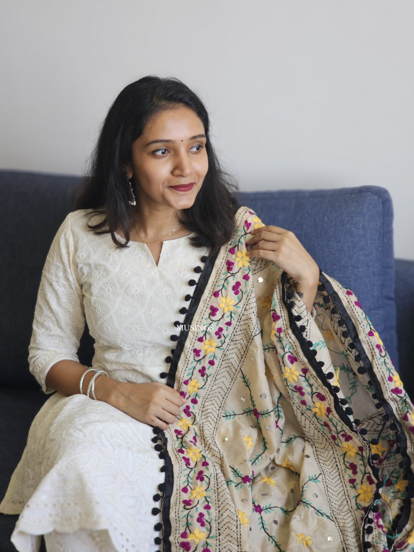Chanderi Silk Phulkari Dupatta
