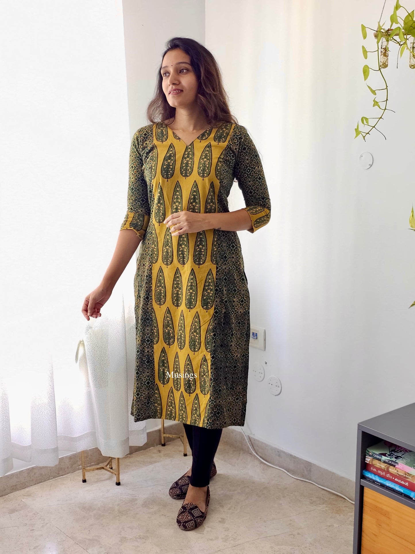 Ameira - Ajrakh Hand-block Printed Patchwork Kurta