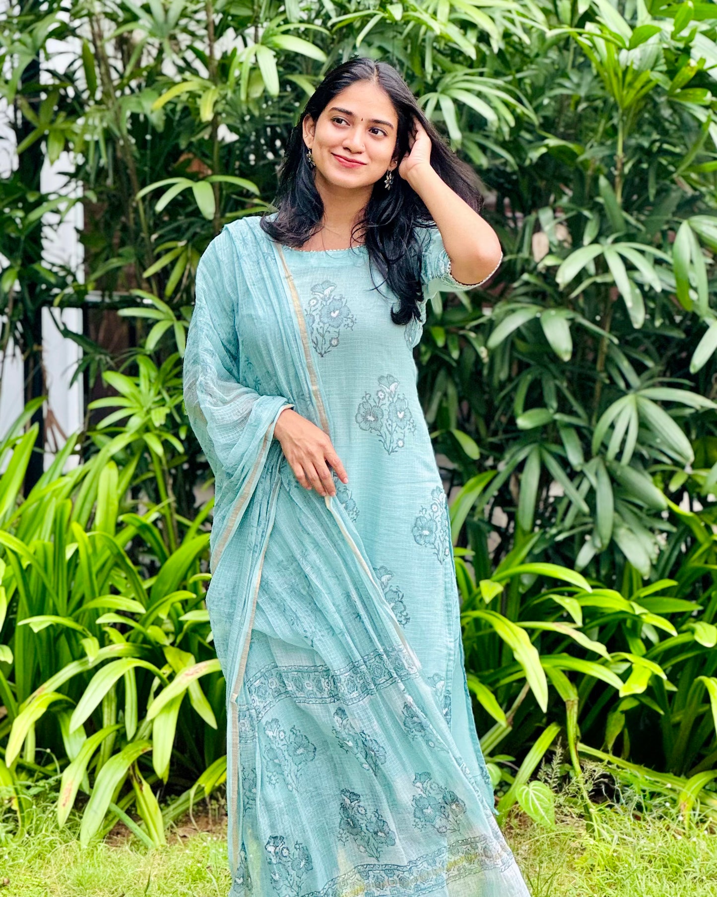 Lilah - Premium Handblock Printed Kota Suit Set