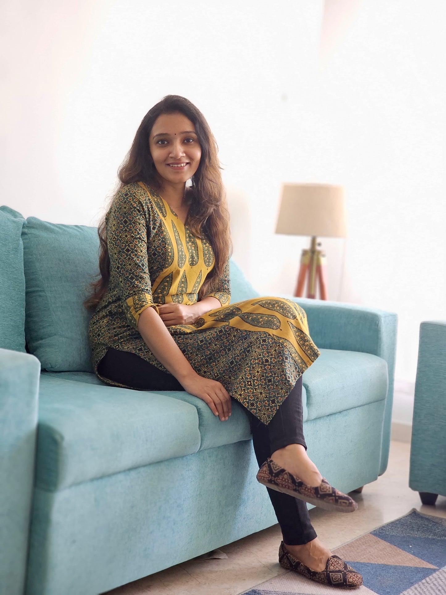 Ameira - Ajrakh Hand-block Printed Patchwork Kurta