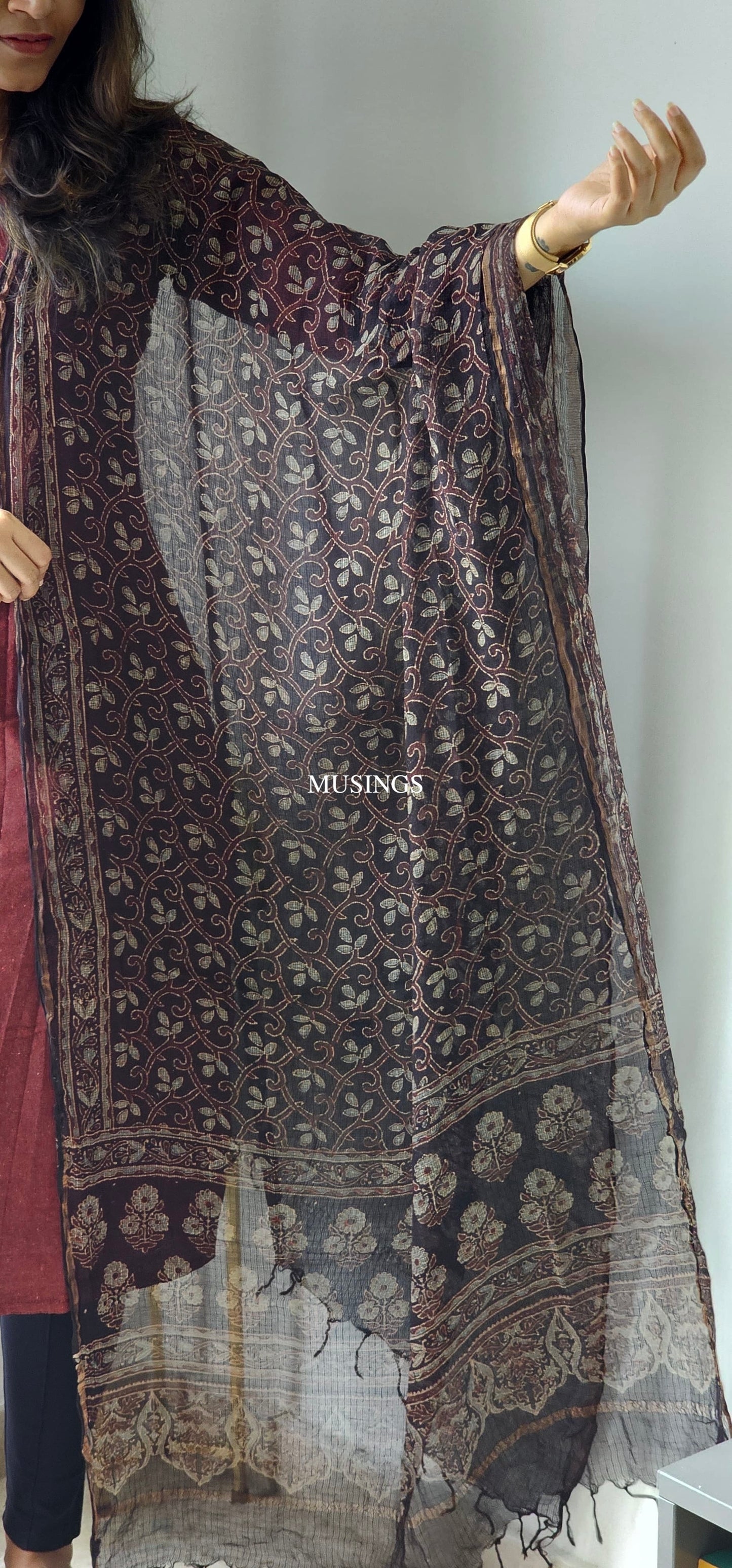 Malini - Ajrakh Kota Handblock Printed Dupatta