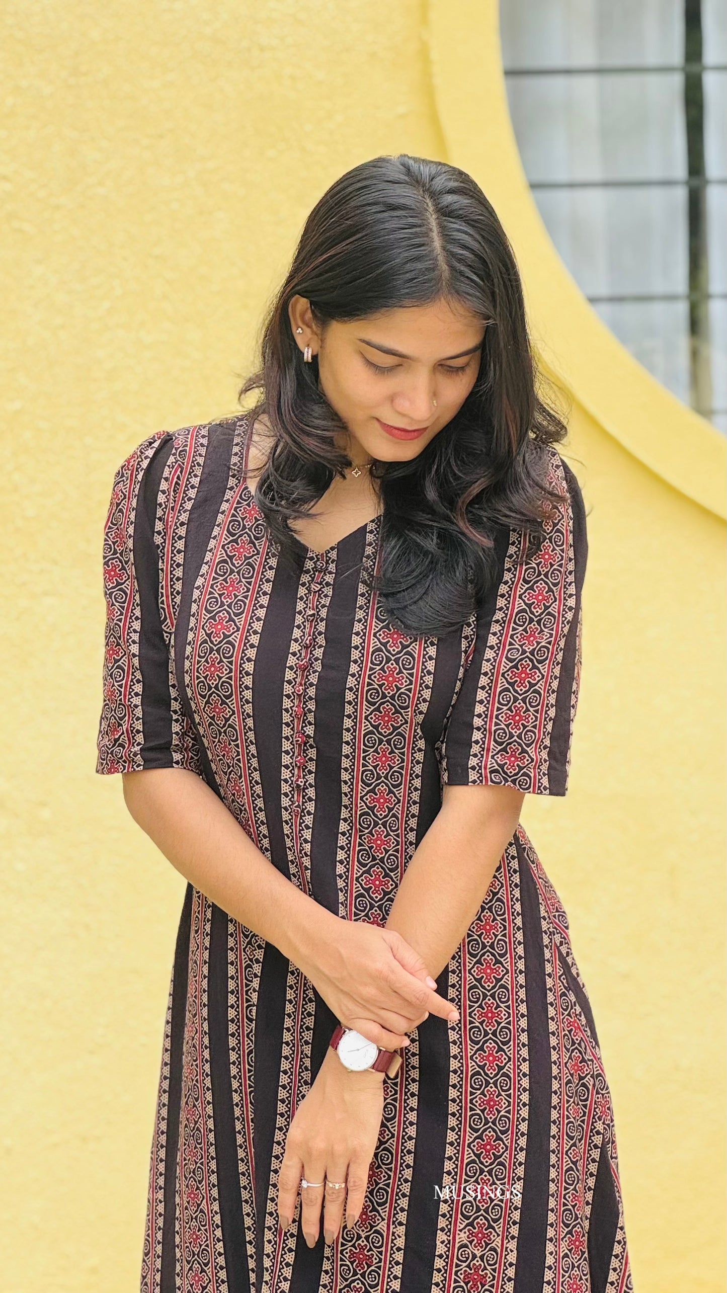Tribal Charm - A line Gamthi Printed Dress