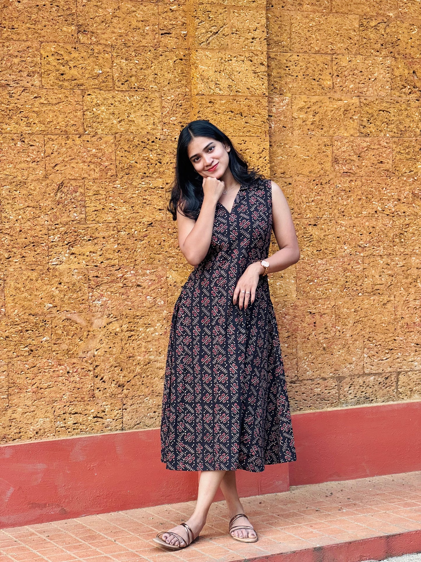Nilofer - Ajrakh Handblock Printed Dress
