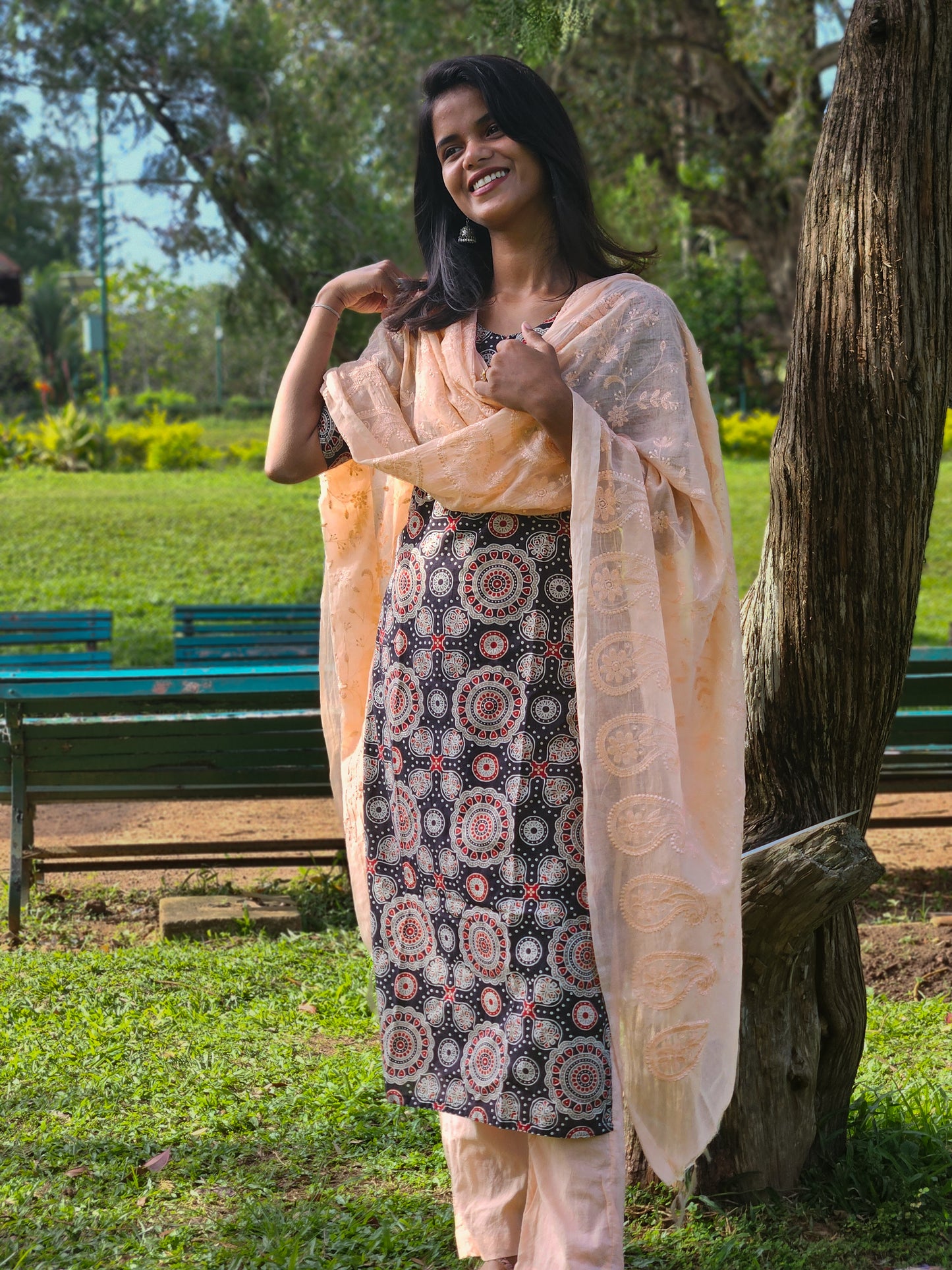 Sahasra - Ajrakh Chanderi Dupata Kurta Set