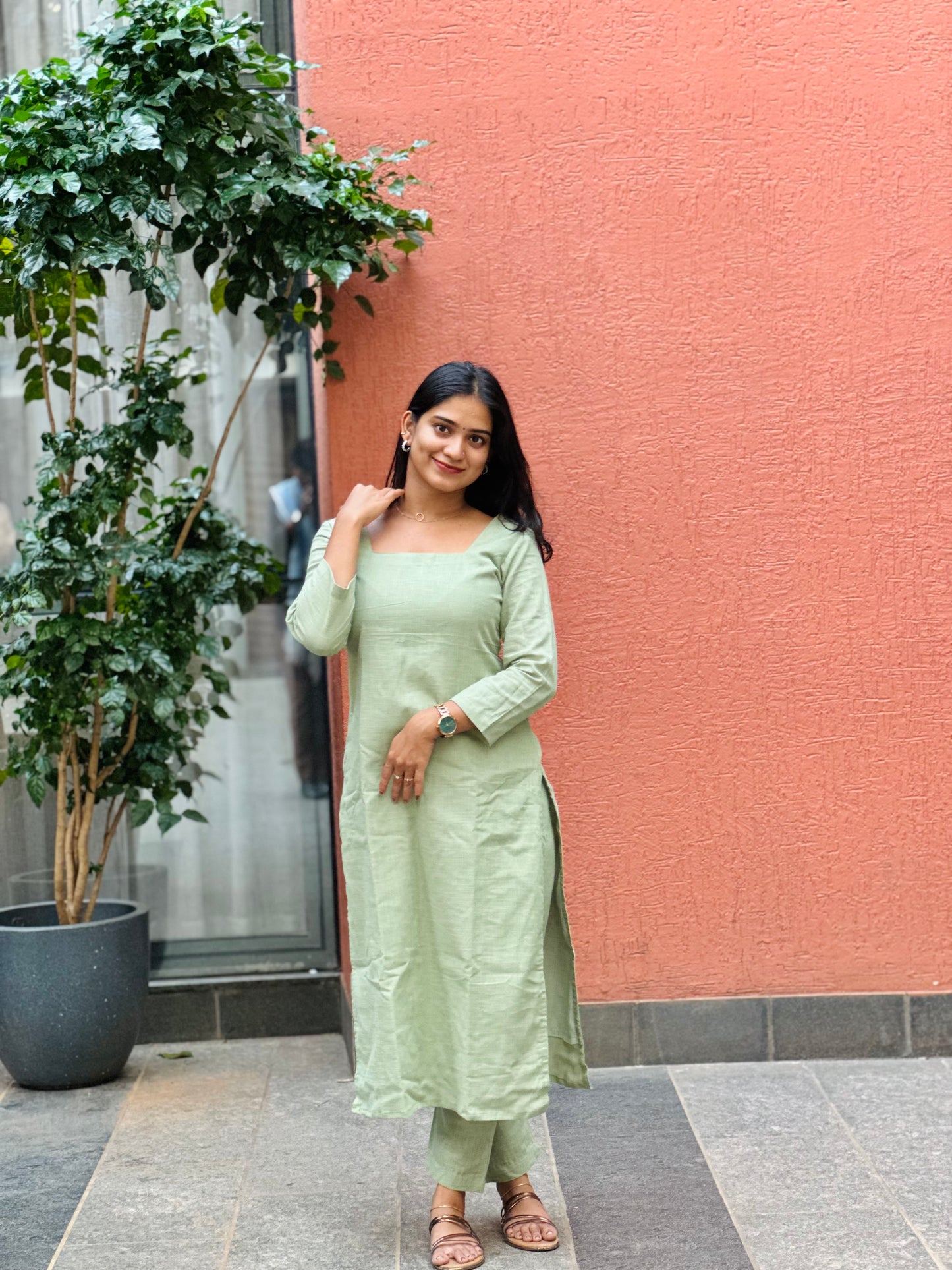 Sindhuja - Slub Cotton Straight Pants