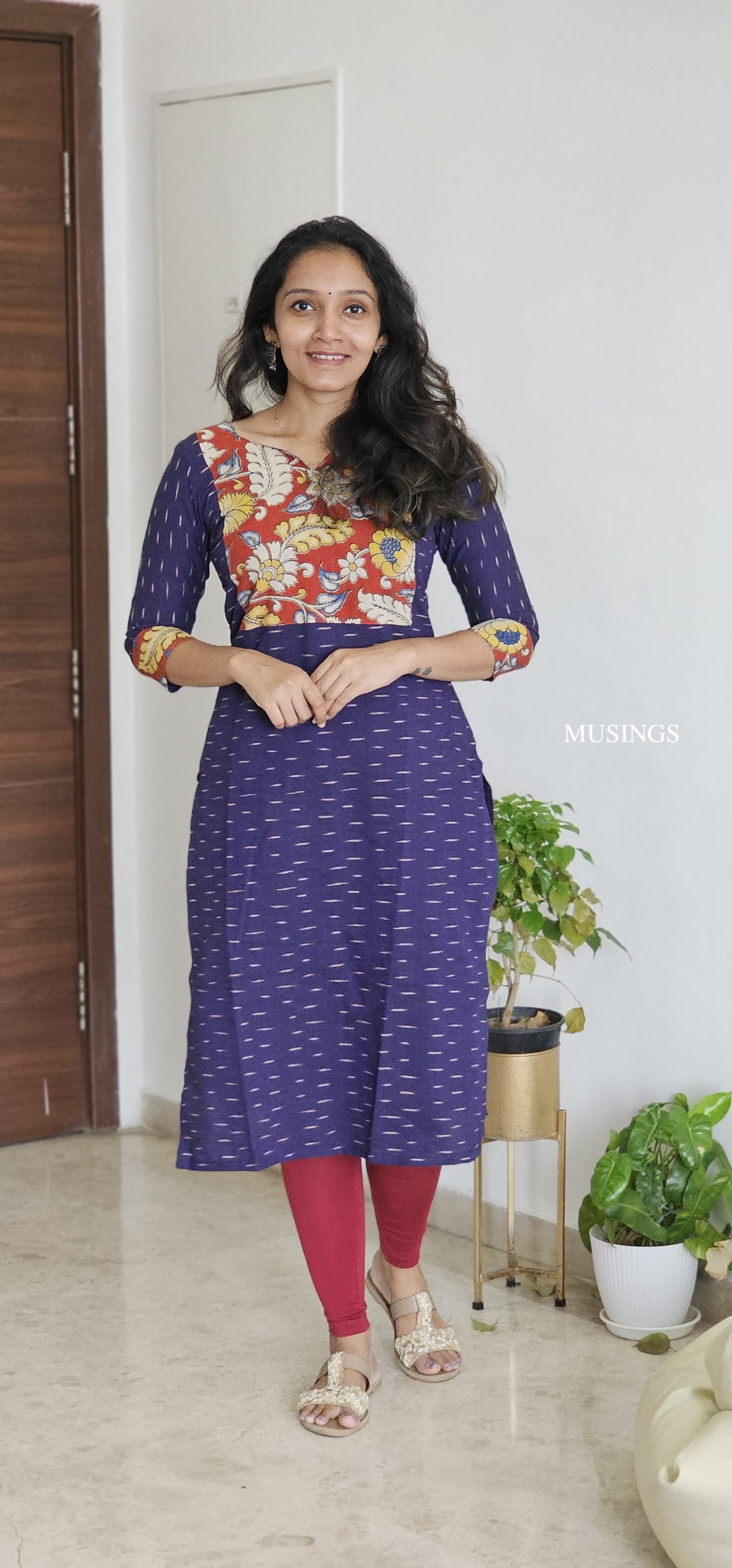 Sathya - Ikkat x Kalamkari Patchwork Kurta