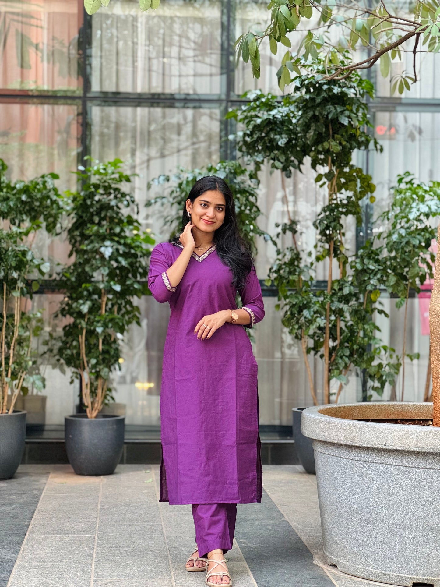 Vamika - Purple Chanderi Silk Kurta