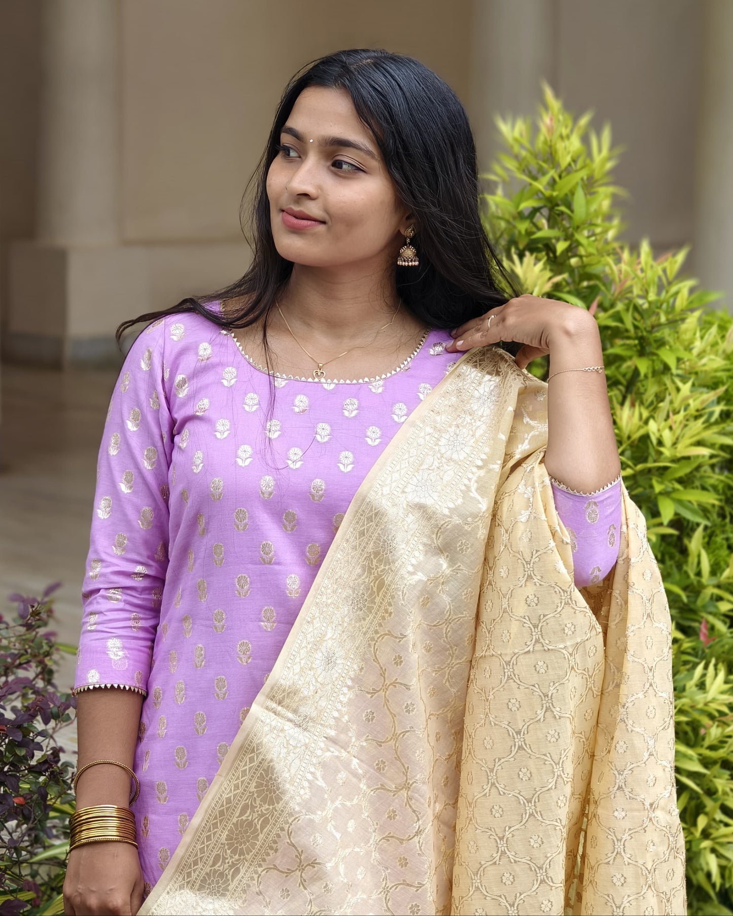 Jhanvi - Banarasi Handloom Silk Cotton Kurta & Dupata Set