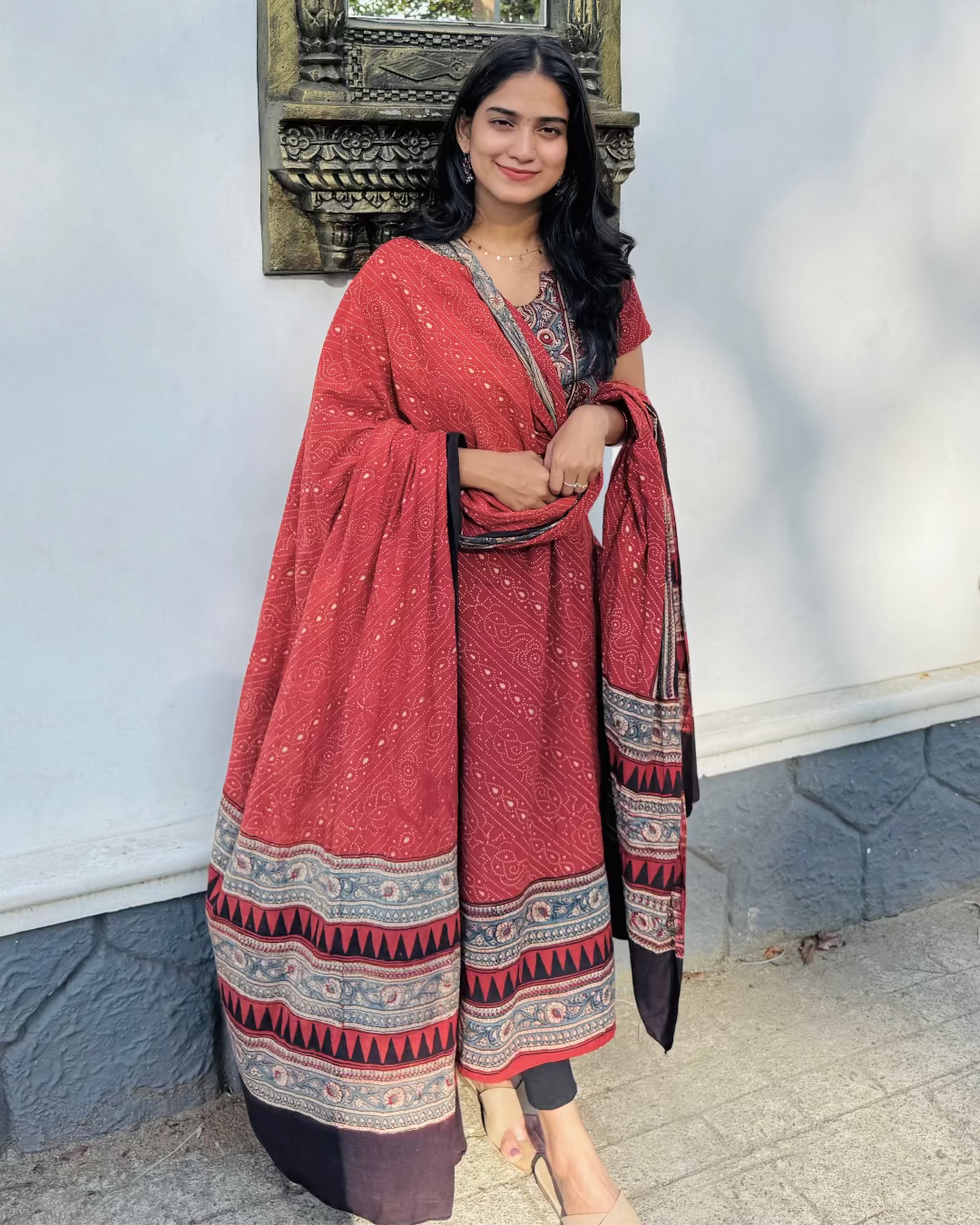 Sonam - Ajrakh Handblock Printed Kurta & Dupatta Set