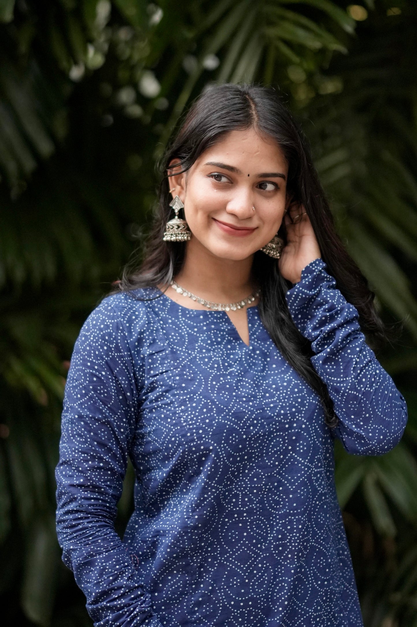 Samudhra - Indigo Natural Dyed Handblock Printed A-Line Kurta.