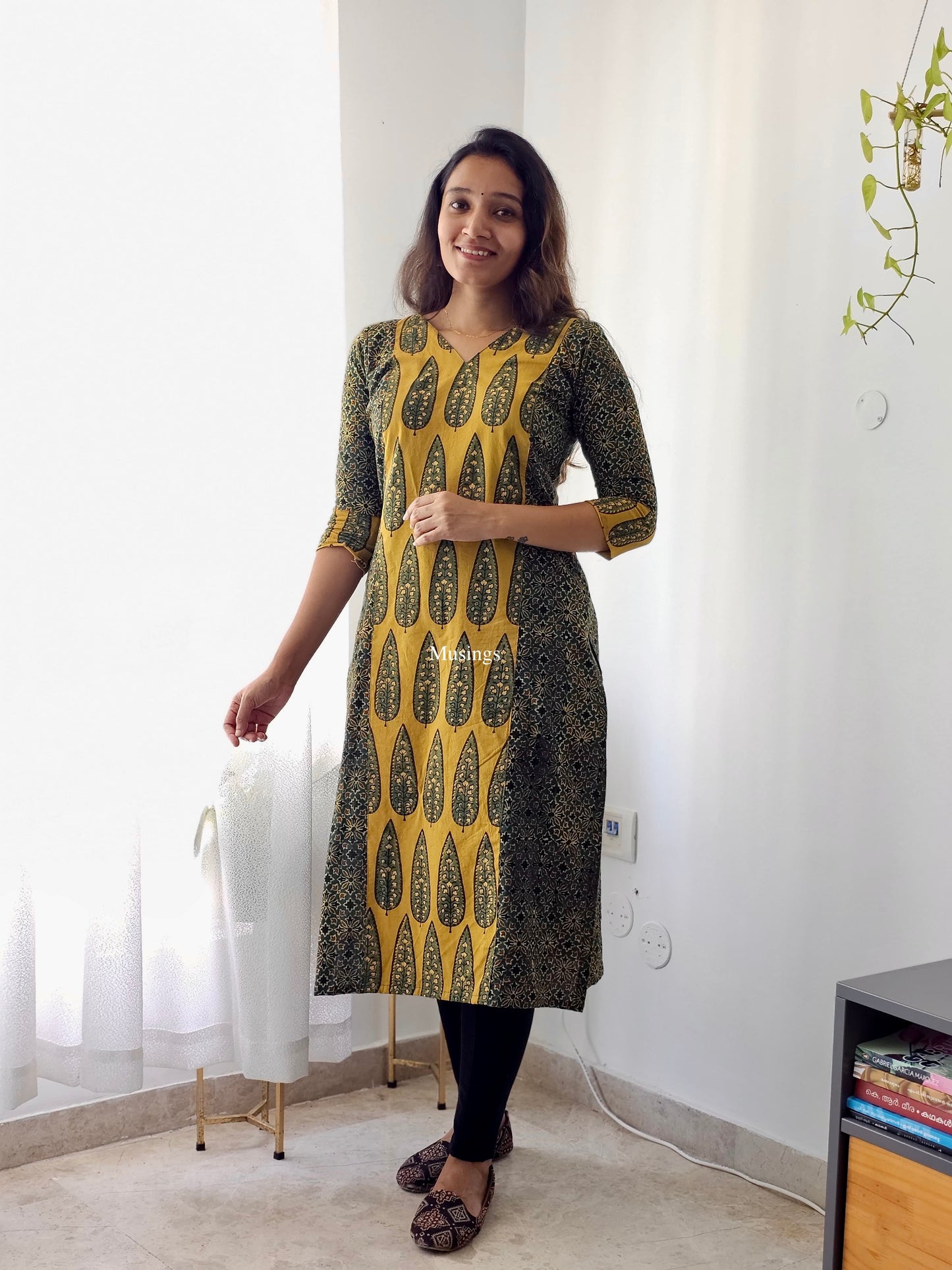 Ameira - Ajrakh Hand-block Printed Patchwork Kurta
