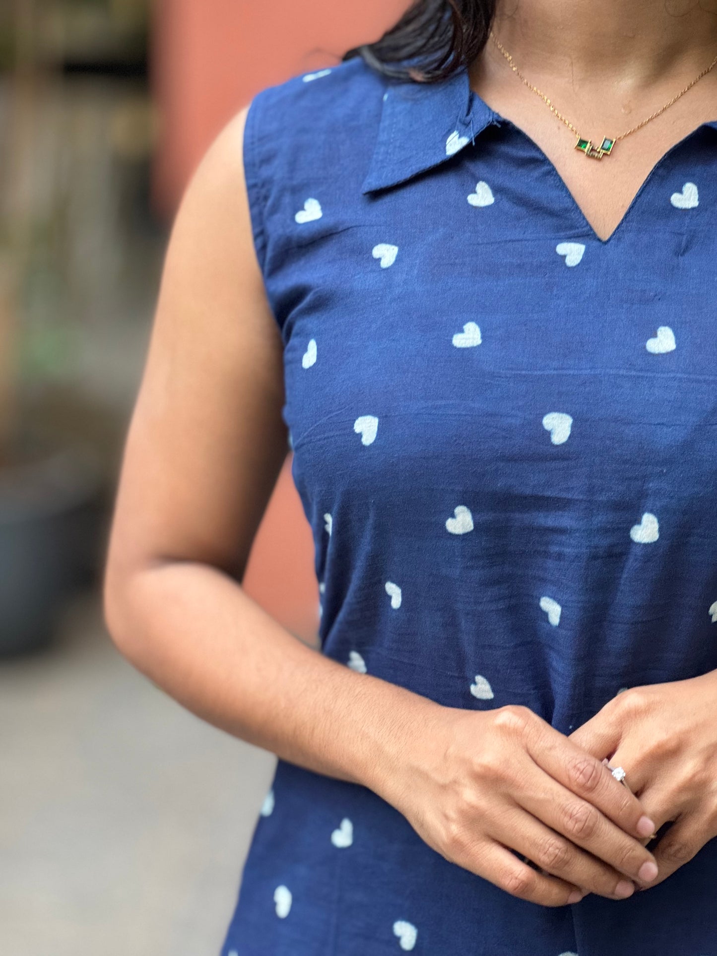Indigo Hearts - Handblock Printed Natural Dyed Kurta