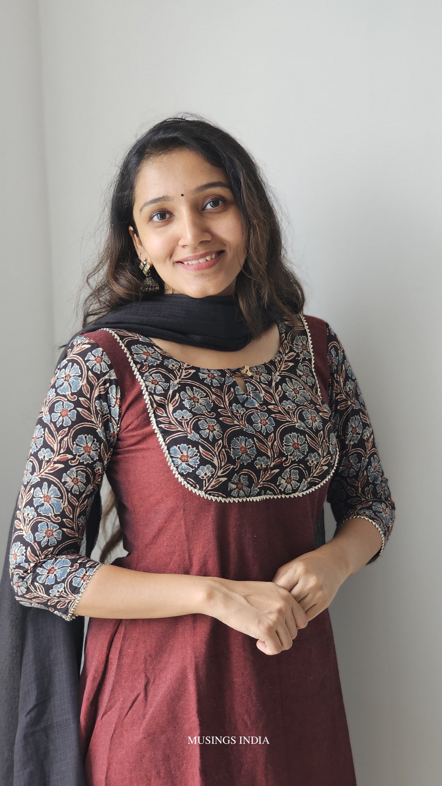 Roshni - Ajrakh x Handloom A-line Kurta Dupatta Set