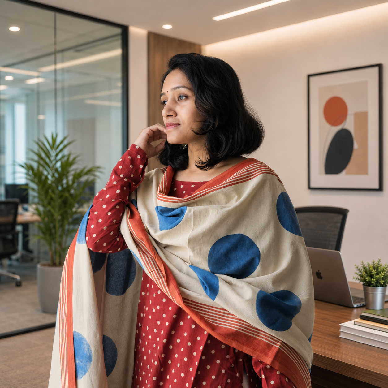 Indira - Ajrakh Handblock Printed Dupata