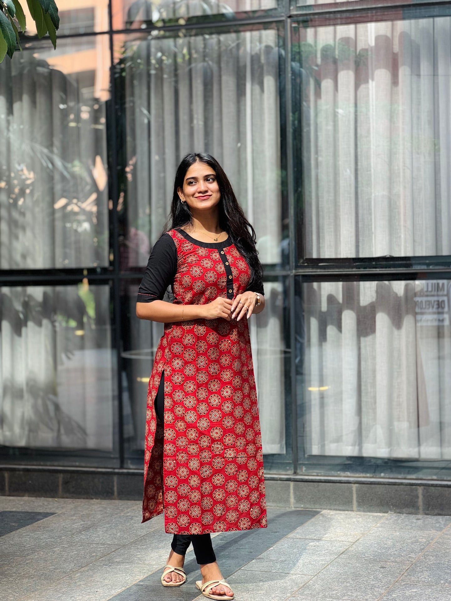 Sakee - Ajrakh Natural Dyed Handblock Printed Kurta