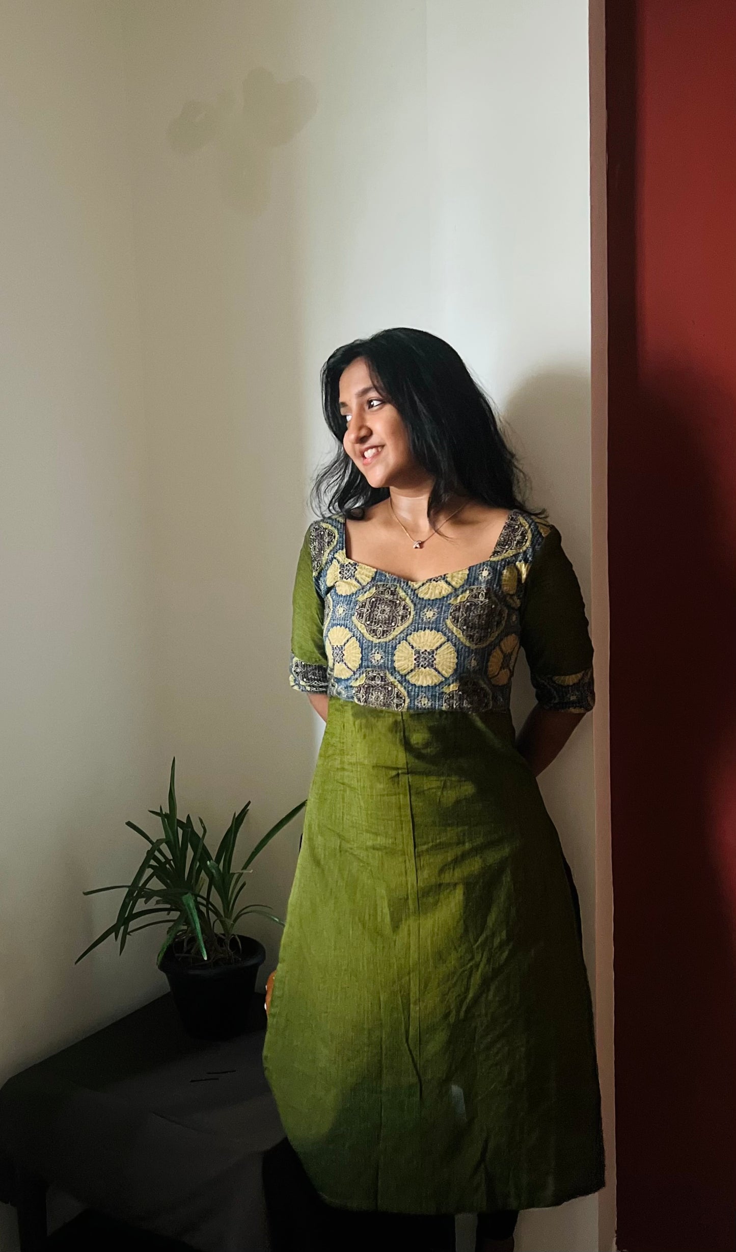 Anika - Mangalgiri x Ajrakh Kantha Fusion Kurta