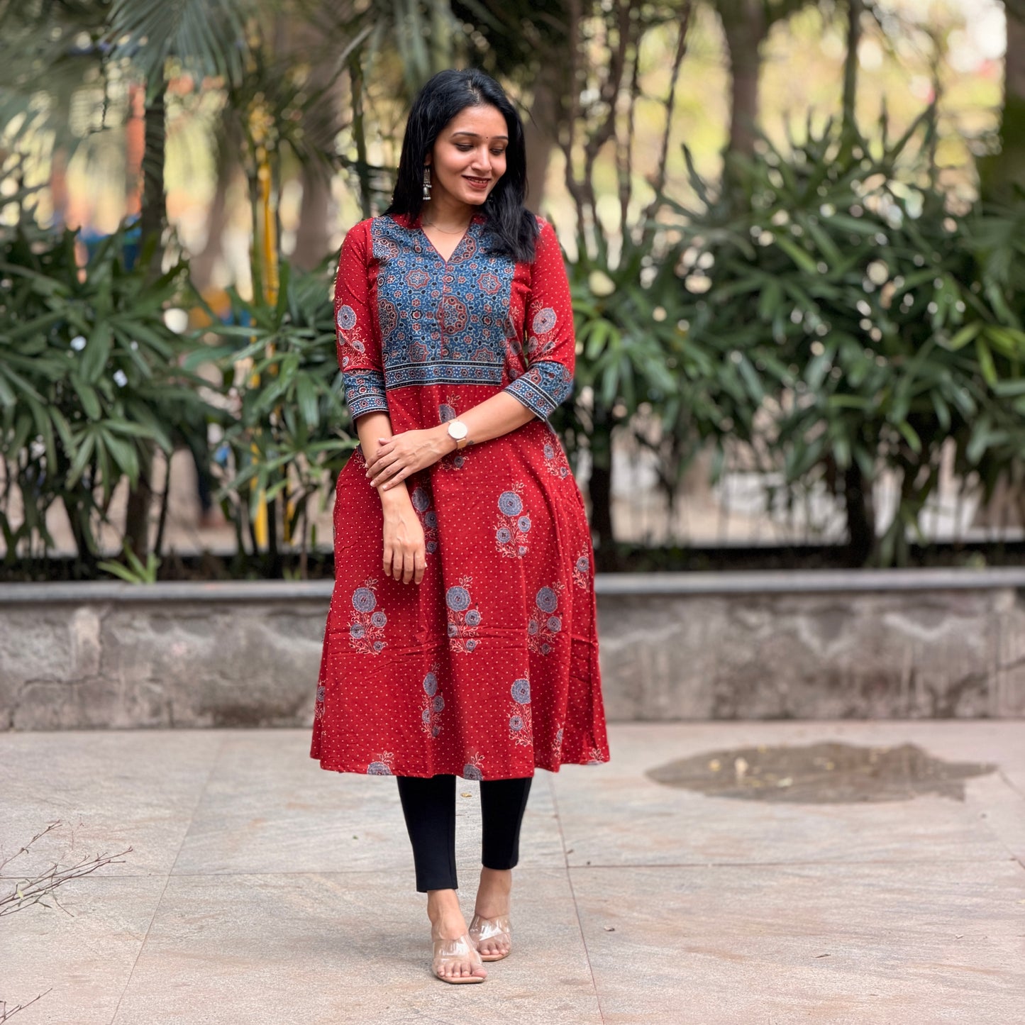 Rangeela - Ajrakh Handblock Printed Fusion A line Kurta