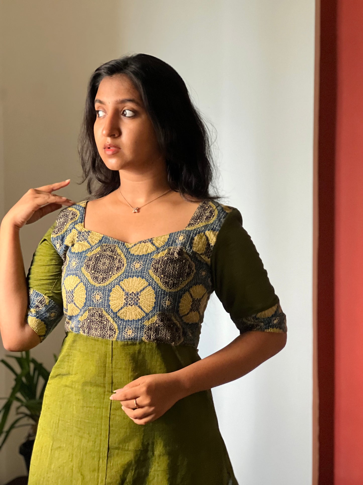 Anika - Mangalgiri x Ajrakh Kantha Fusion Kurta