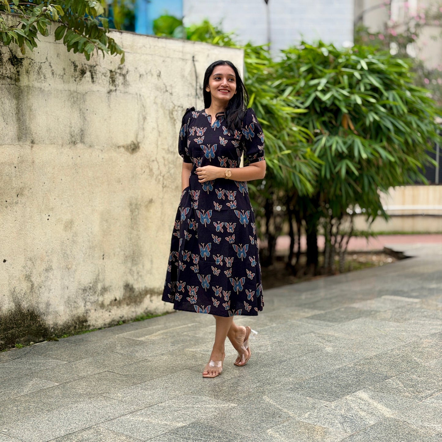 Butterfly Dreams - Ajrakh Handblock Printed Dress