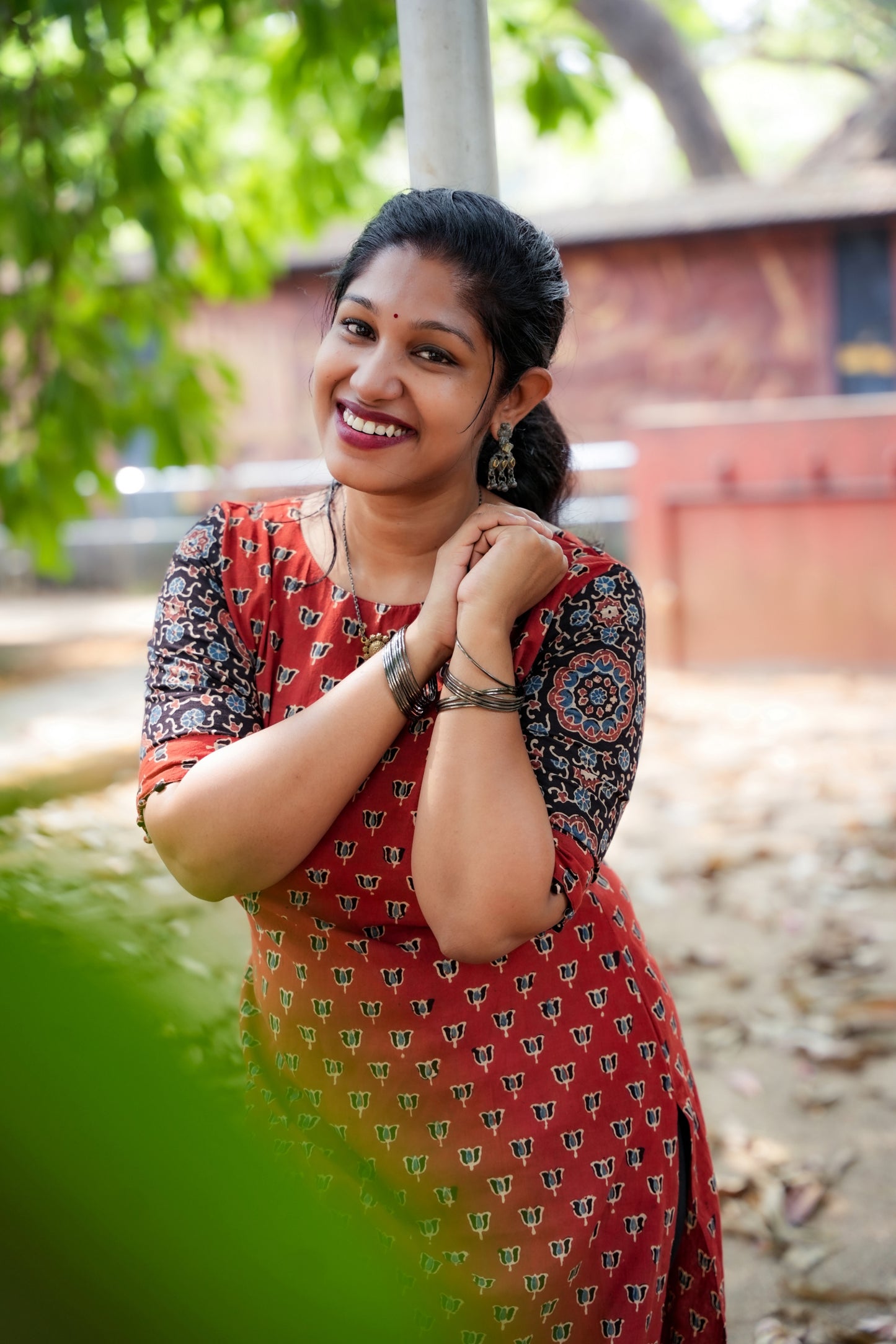 Navira - Hand-Block Printed Ajrakh Fusion Kurta