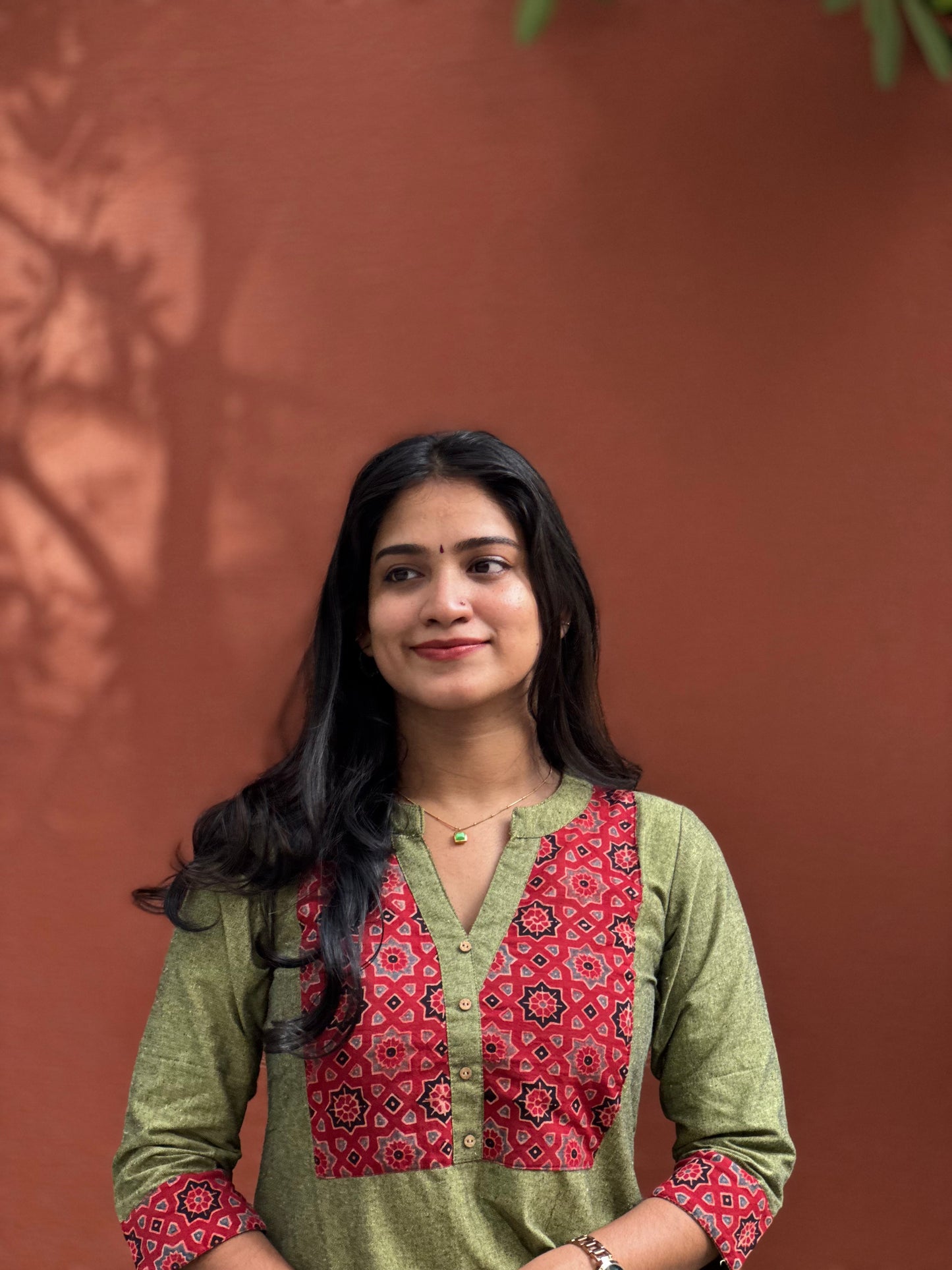 Radhika - Handloom Cotton x Ajrakh Fusion A line Kurta