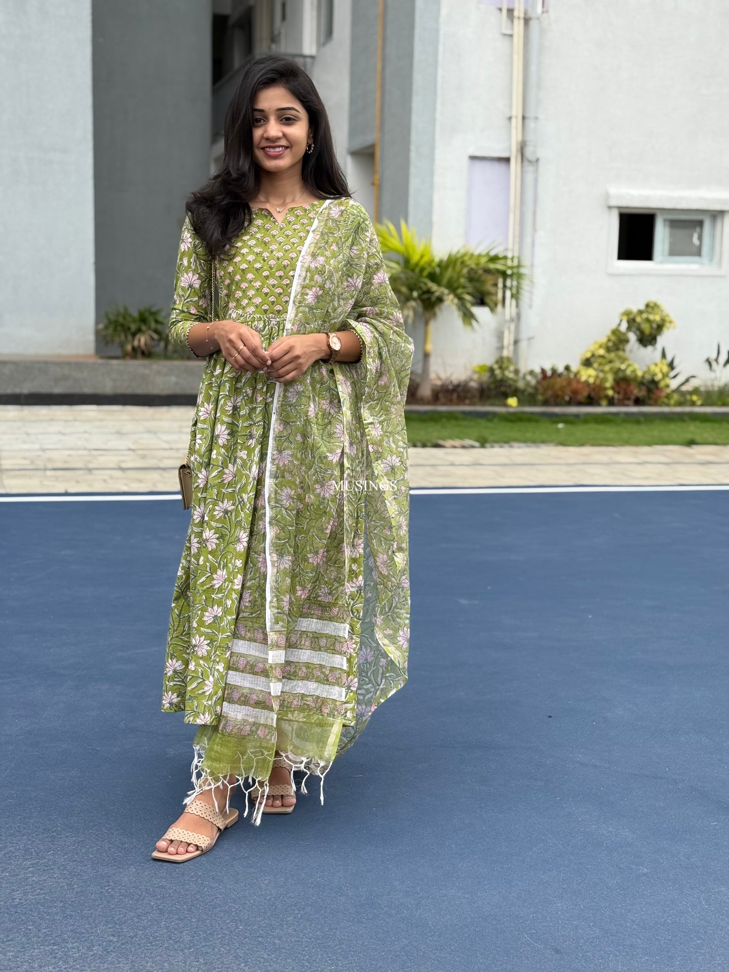 Chaaru - Sanganeri Handblock Printed Kurta with Kota Block Printed Dupatta