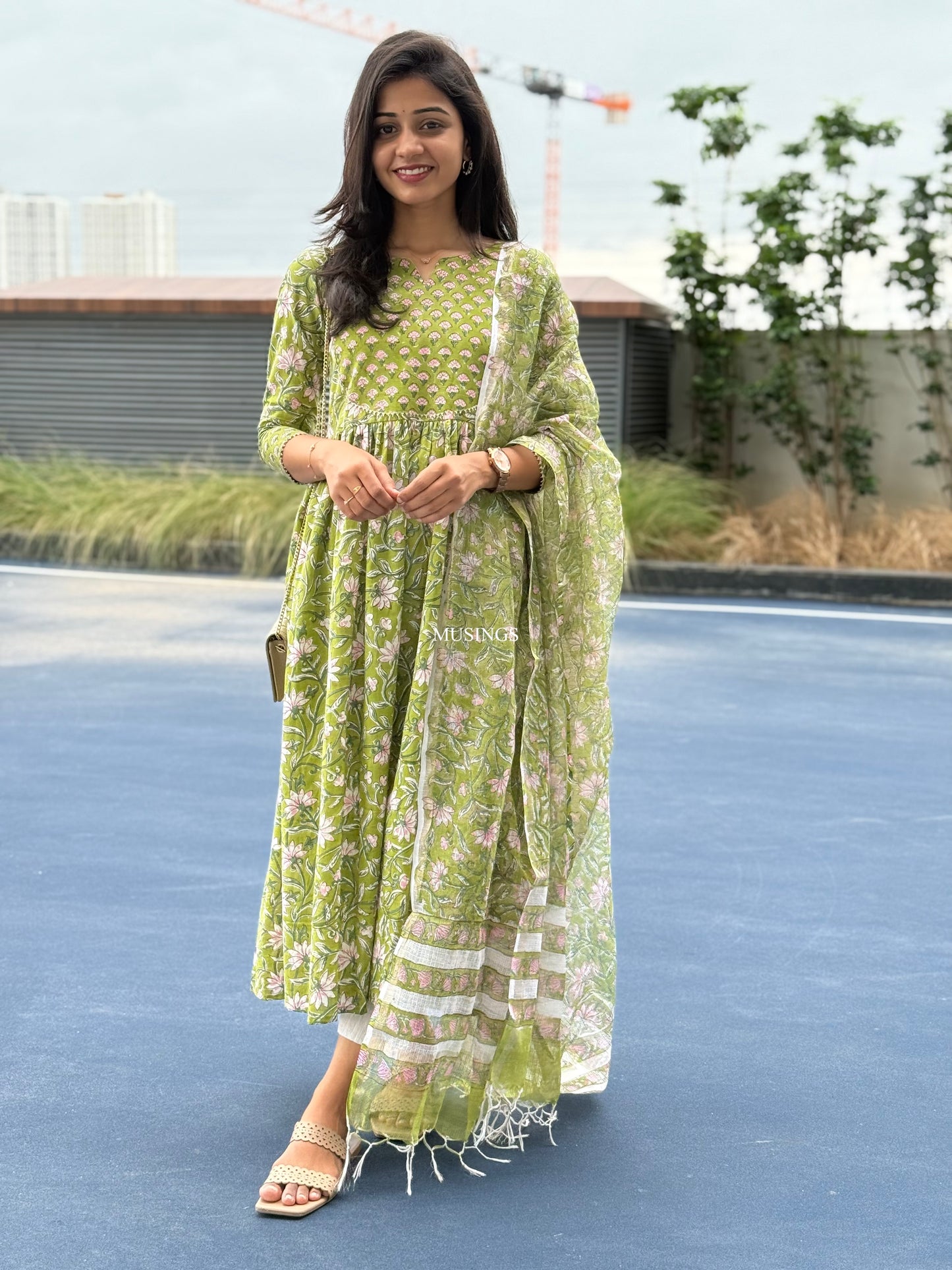 Chaaru - Sanganeri Handblock Printed Kurta with Kota Block Printed Dupatta