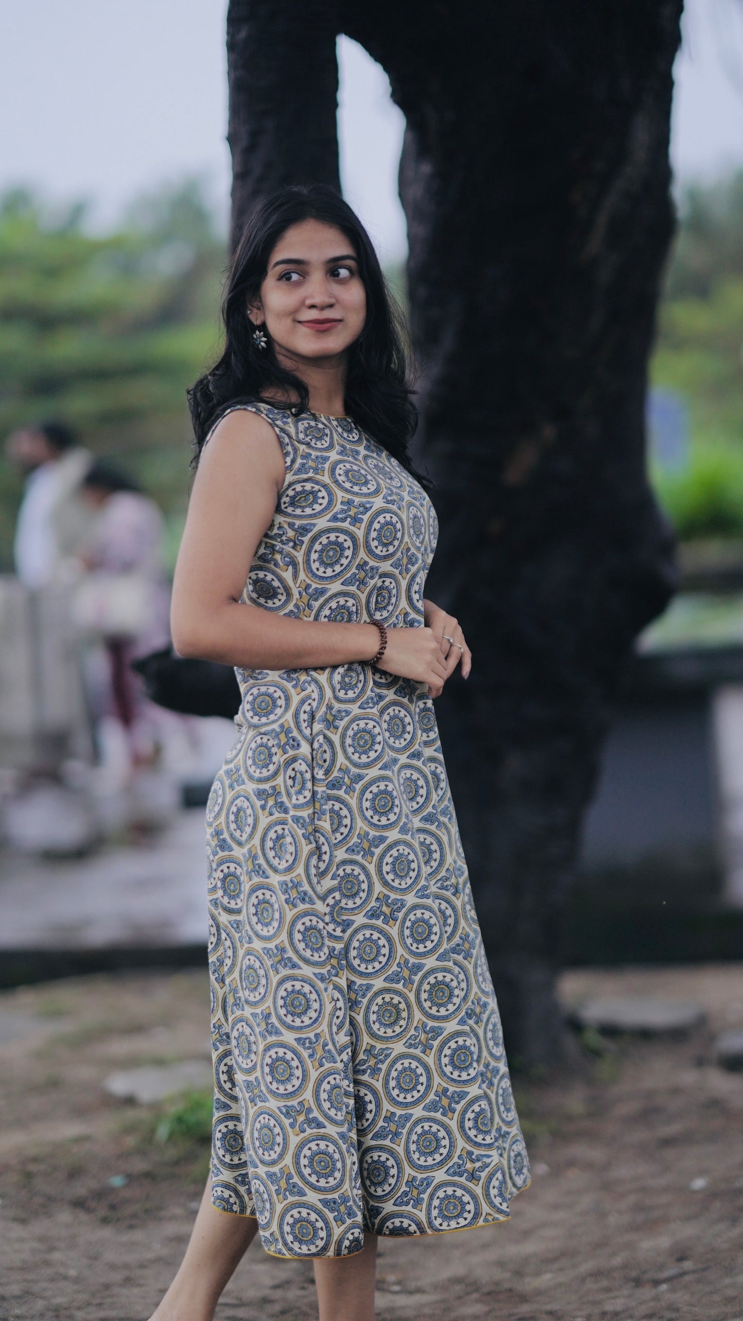 Yasmin - Ajrakh Handblock Printed A-line Dress
