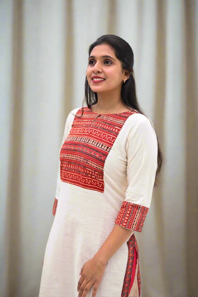 Dipanjali - Handloom x Ajrakh Block Printed Fusion Kurta