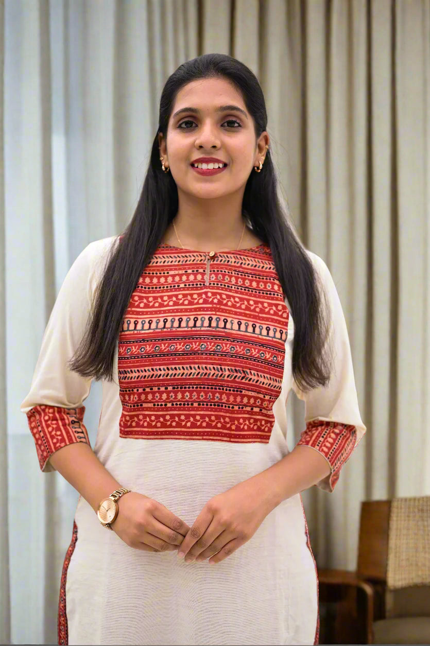 Dipanjali - Handloom x Ajrakh Block Printed Fusion Kurta