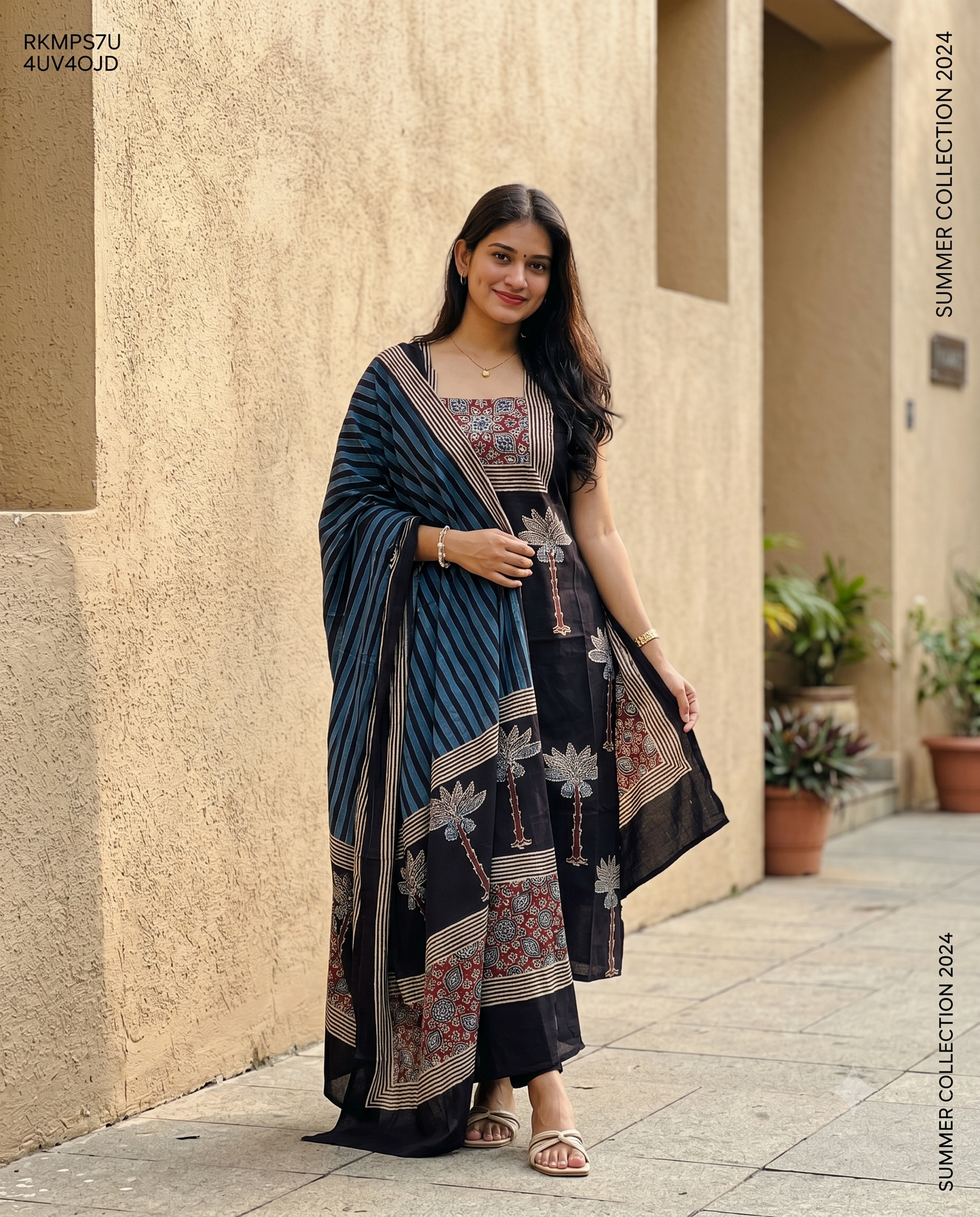 Ekta - Ajrakh Handblock Printed Dupata