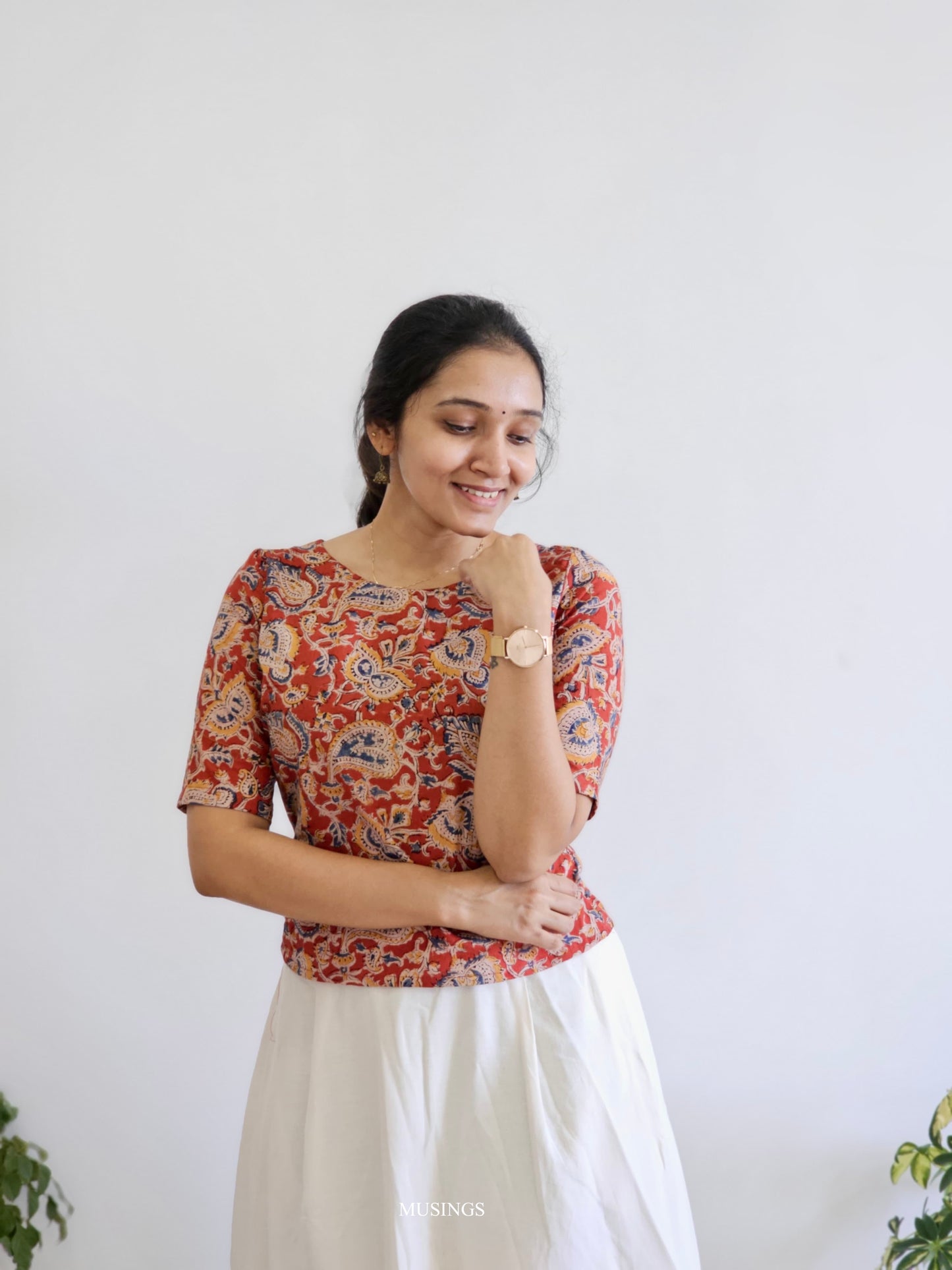 Suhasini - Kalamkari Handblock Printed Crop Top
