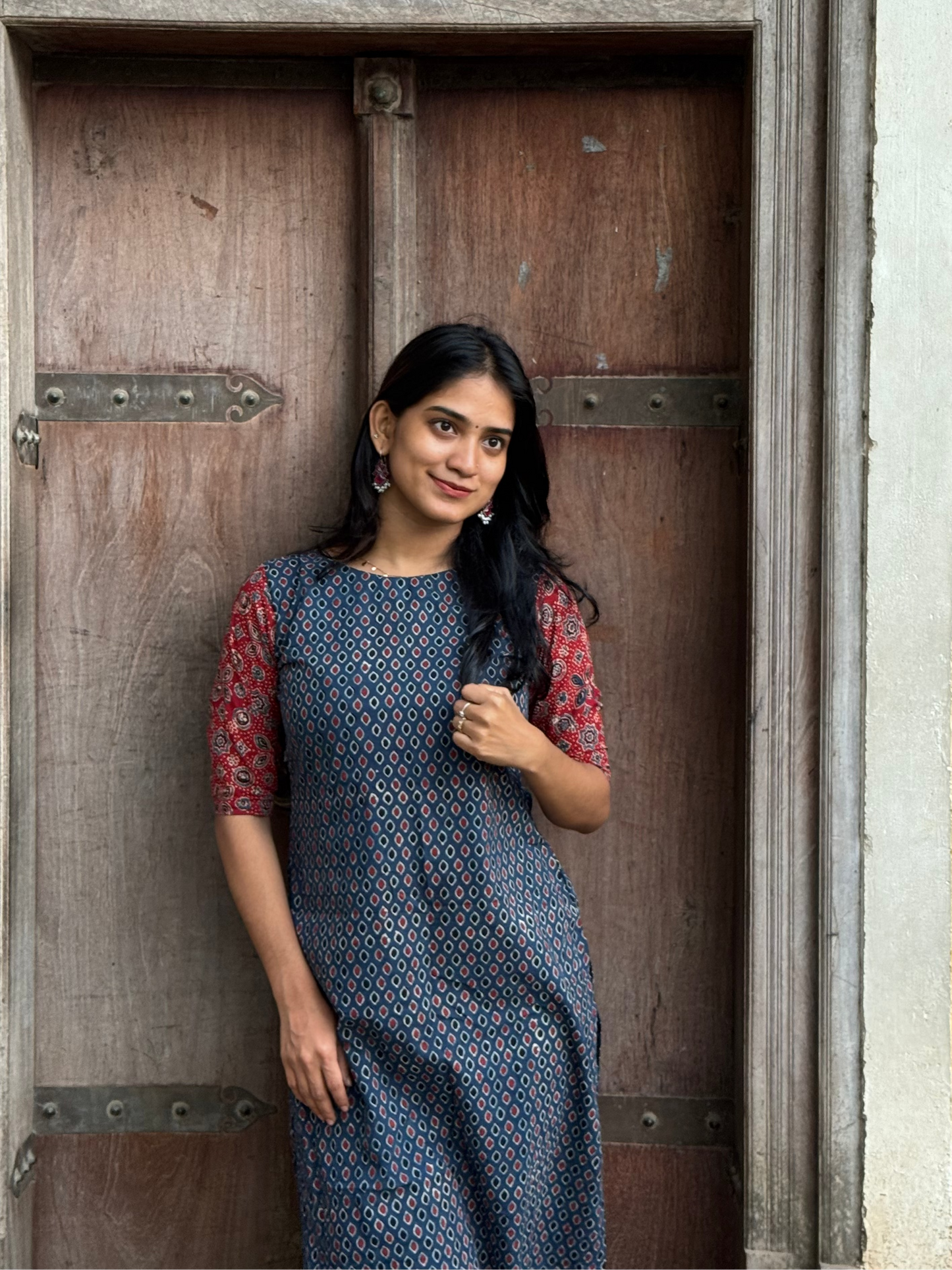 Aura - Ajrakh Handblock Printed Fusion Kurta