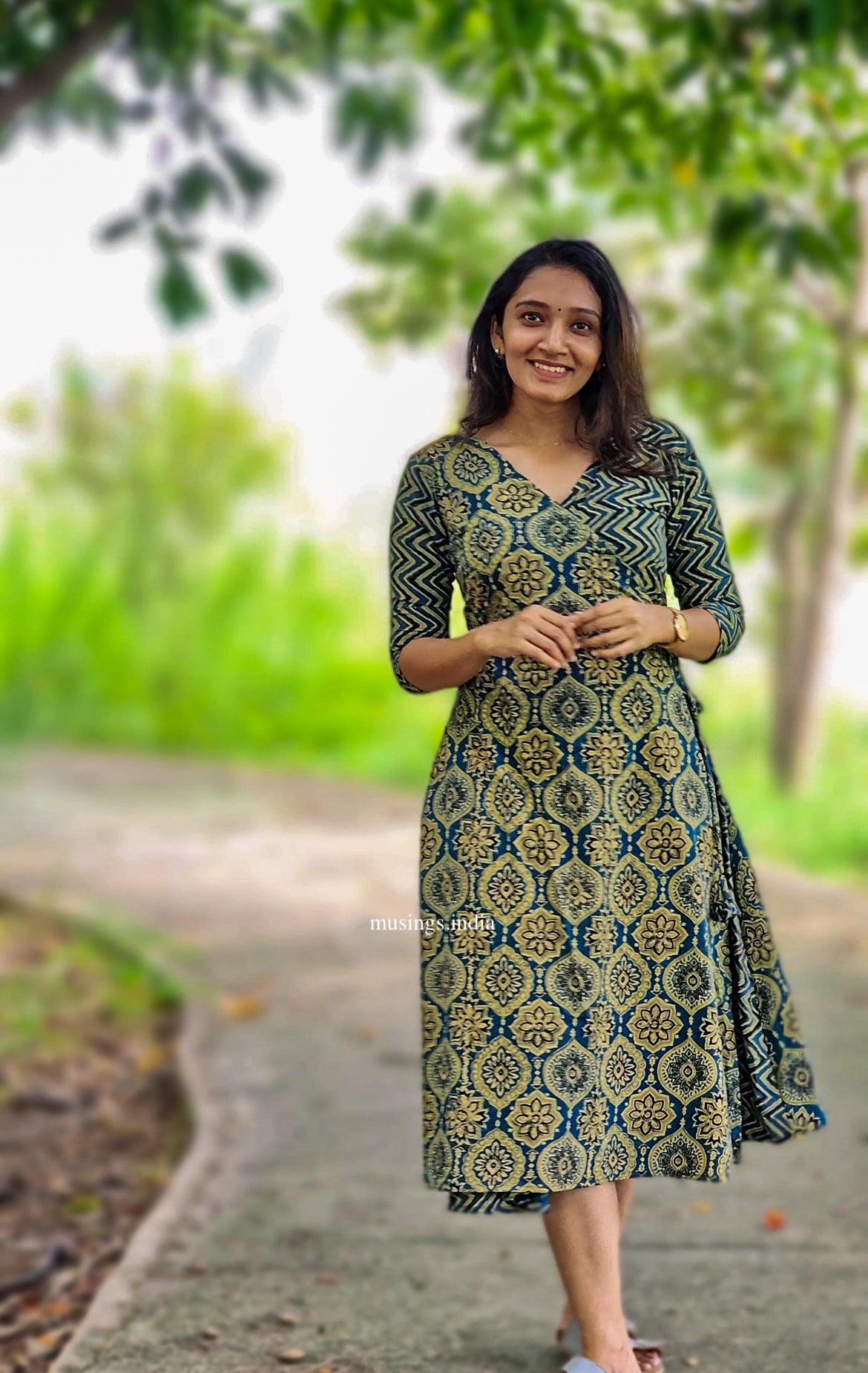ajrakh dress design Kaisen