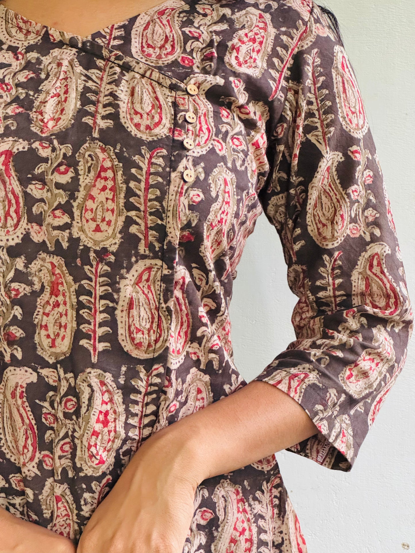 Mythreyi - Kalamkari Handblock Printed Short Kurta