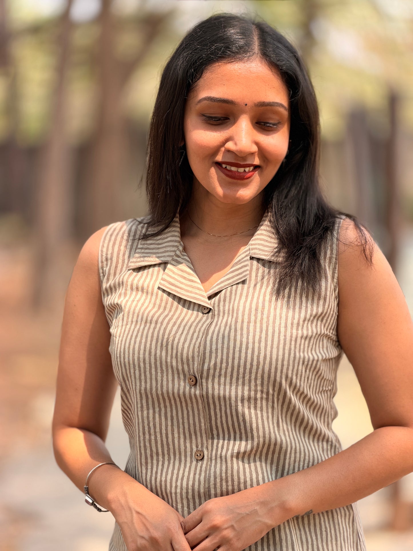 Airah - Handblock Printed Shirt Crop Top