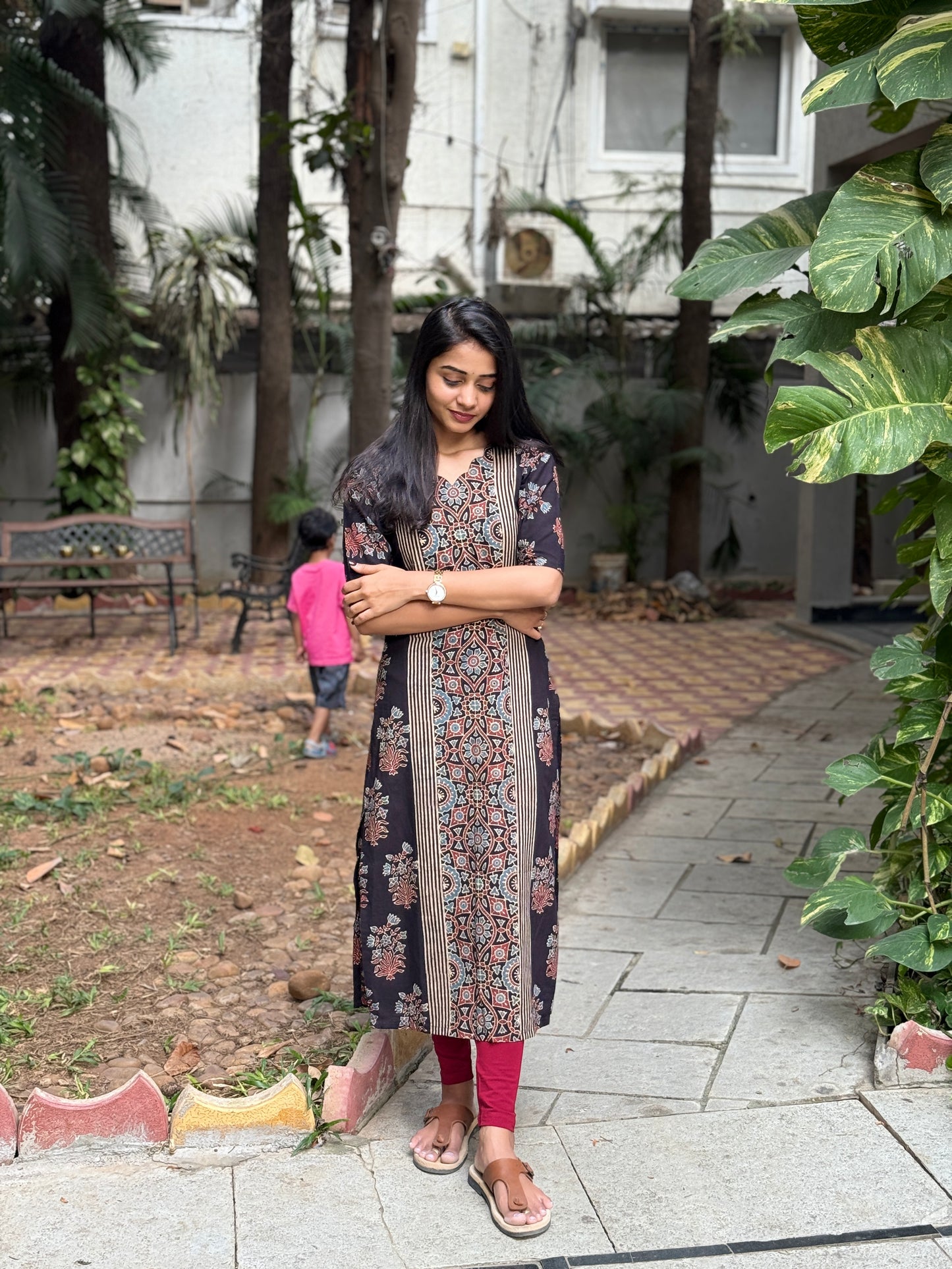 Kalpana - Ajrakh Handblock Printed Kurta