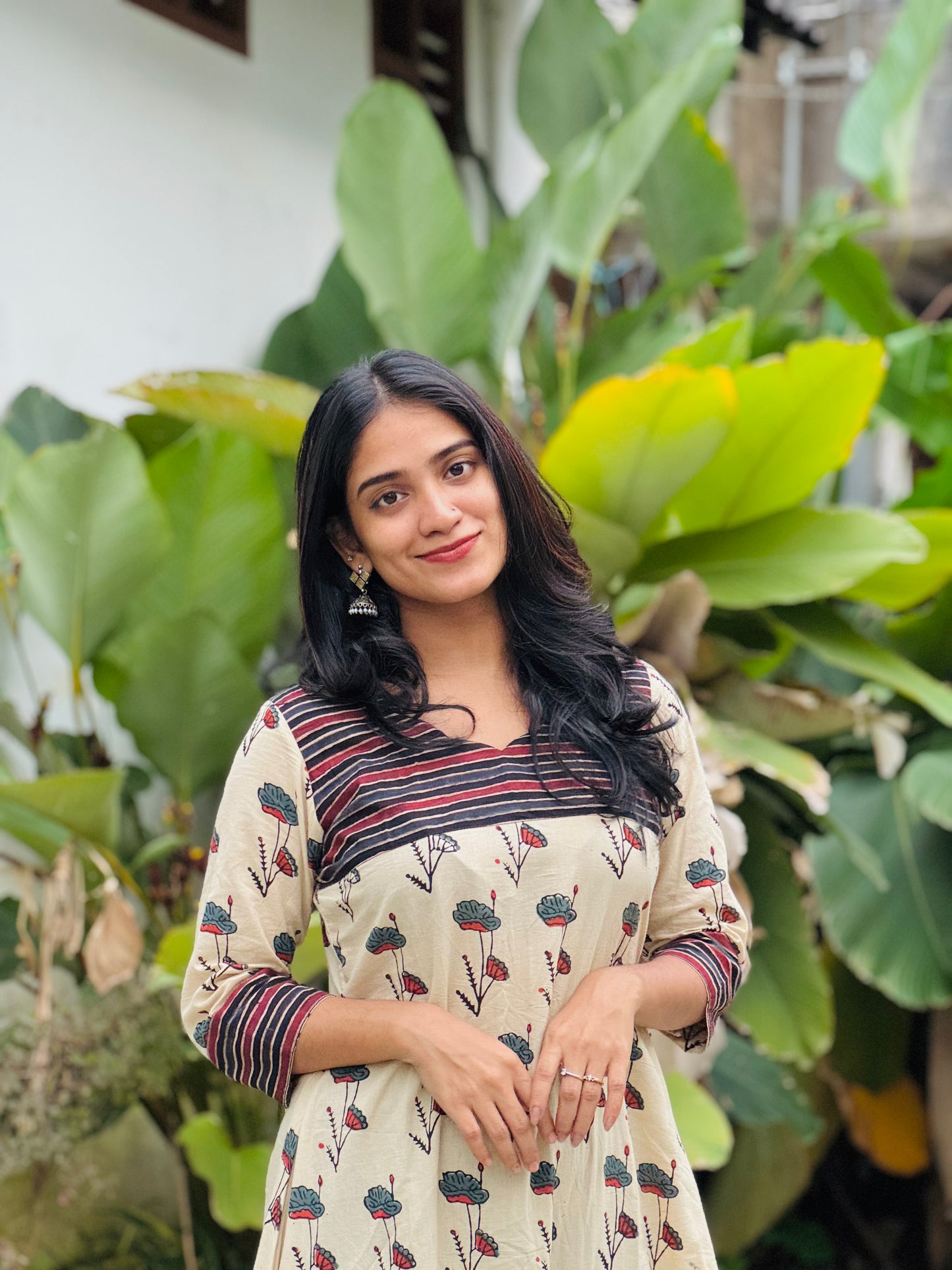 Hamsa - Ajrakh A-line Handblock Printed Fusion Kurta