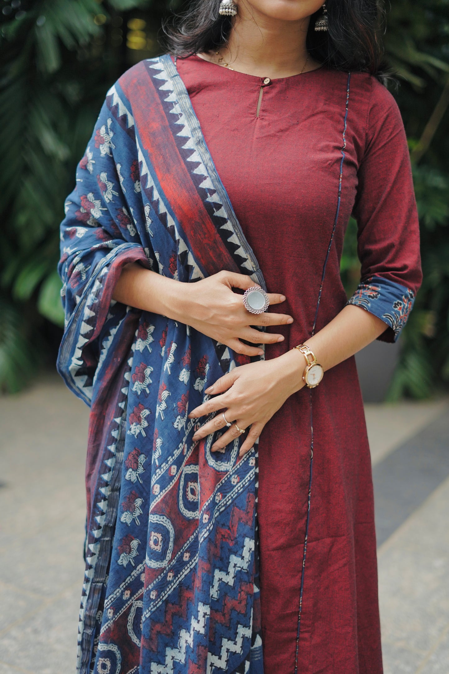 Bhumi - Handloom Cotton x Ajrakh Dupatta Kurta Set
