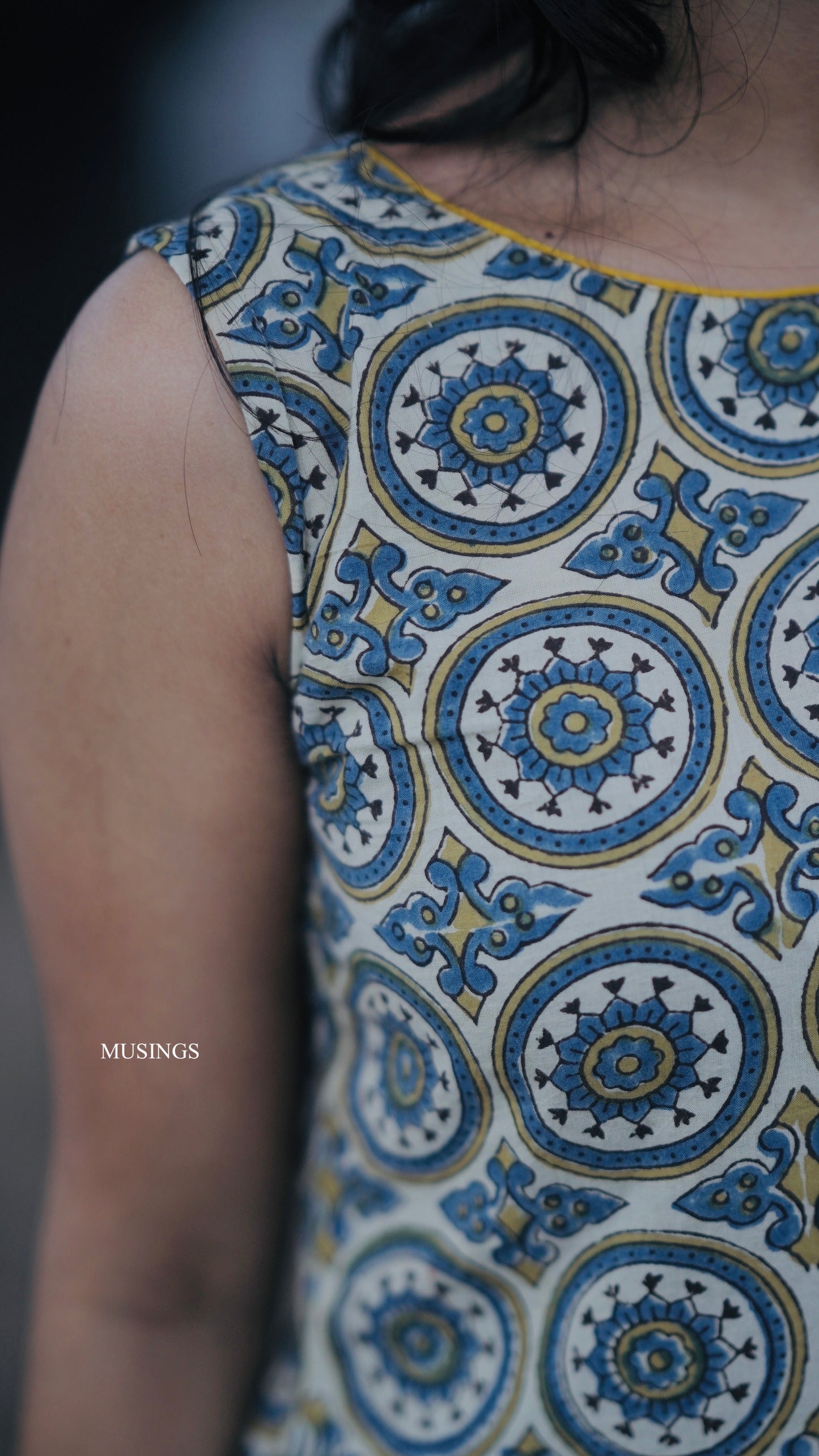 Yasmin - Ajrakh Handblock Printed A-line Dress
