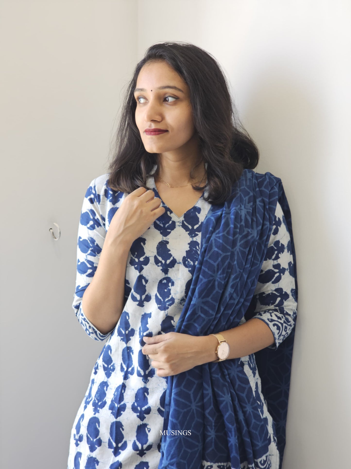 Indigo Krea - Dabu Handblock Printed Kurta Set