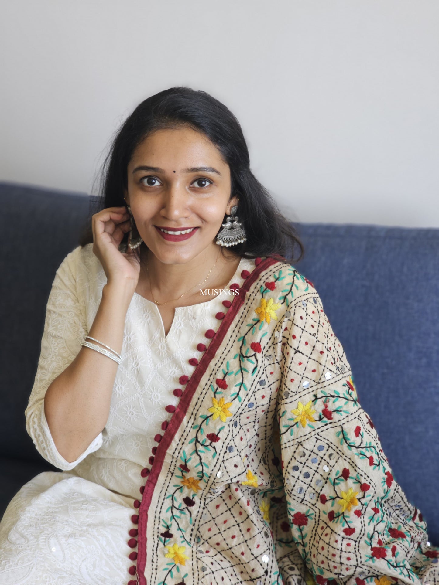 Chanderi Silk Phulkari Dupatta