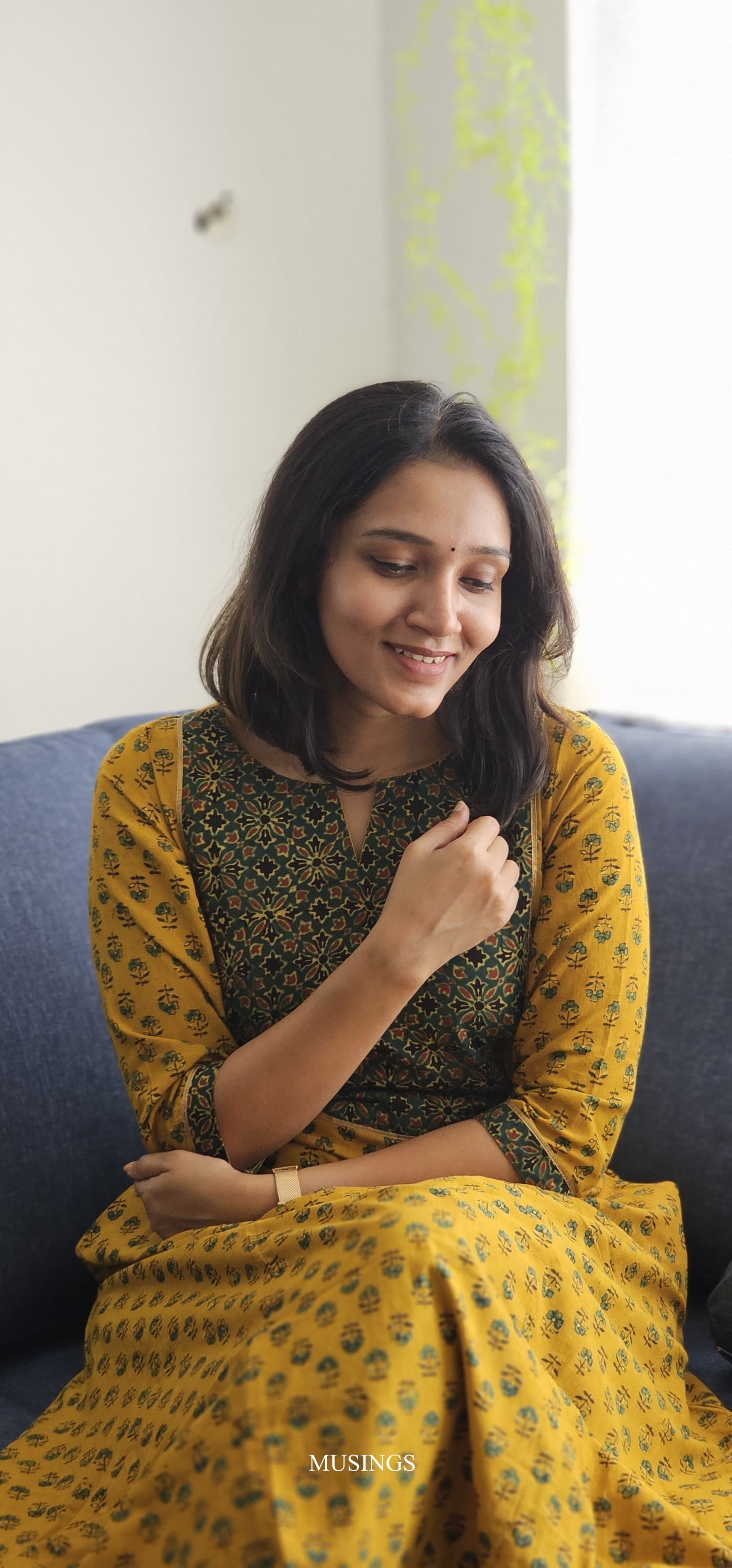 Shree - Ajrakh Handblock Printed Fusion A-Line Kurta (Express)