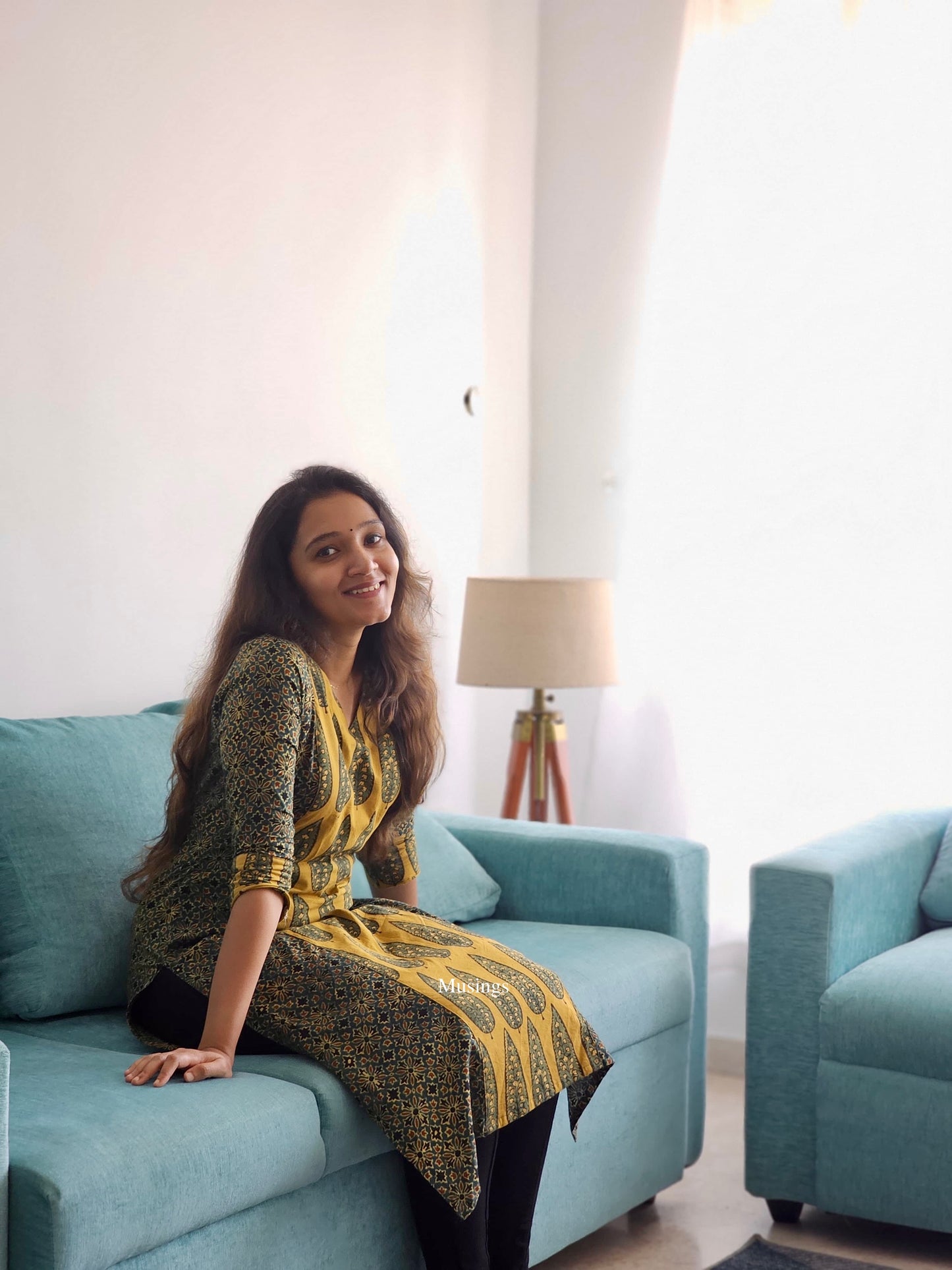 Ameira - Ajrakh Hand-block Printed Patchwork Kurta